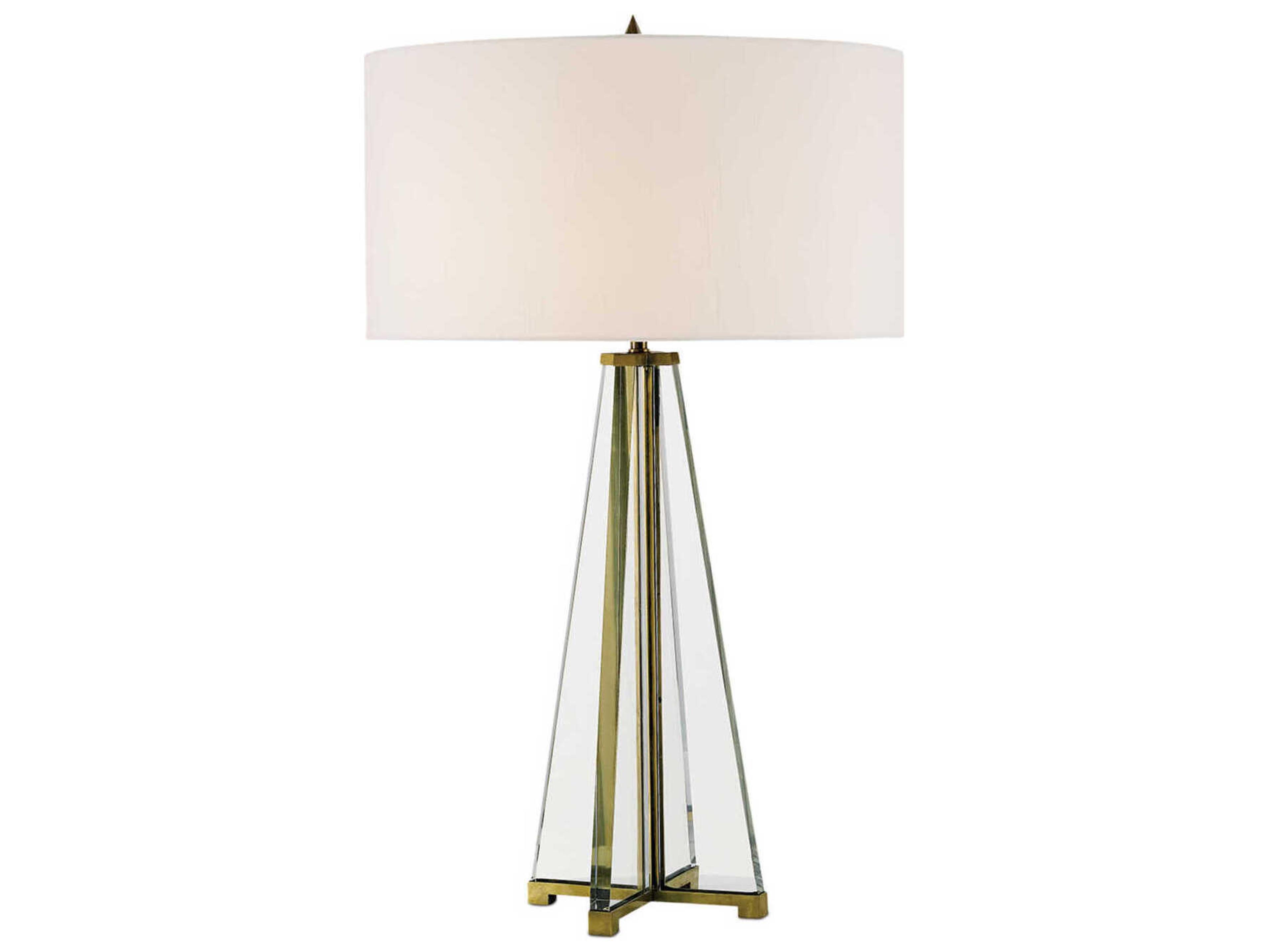 Currey & Company Lamont Brass clear Optic Crystal Table Lamp