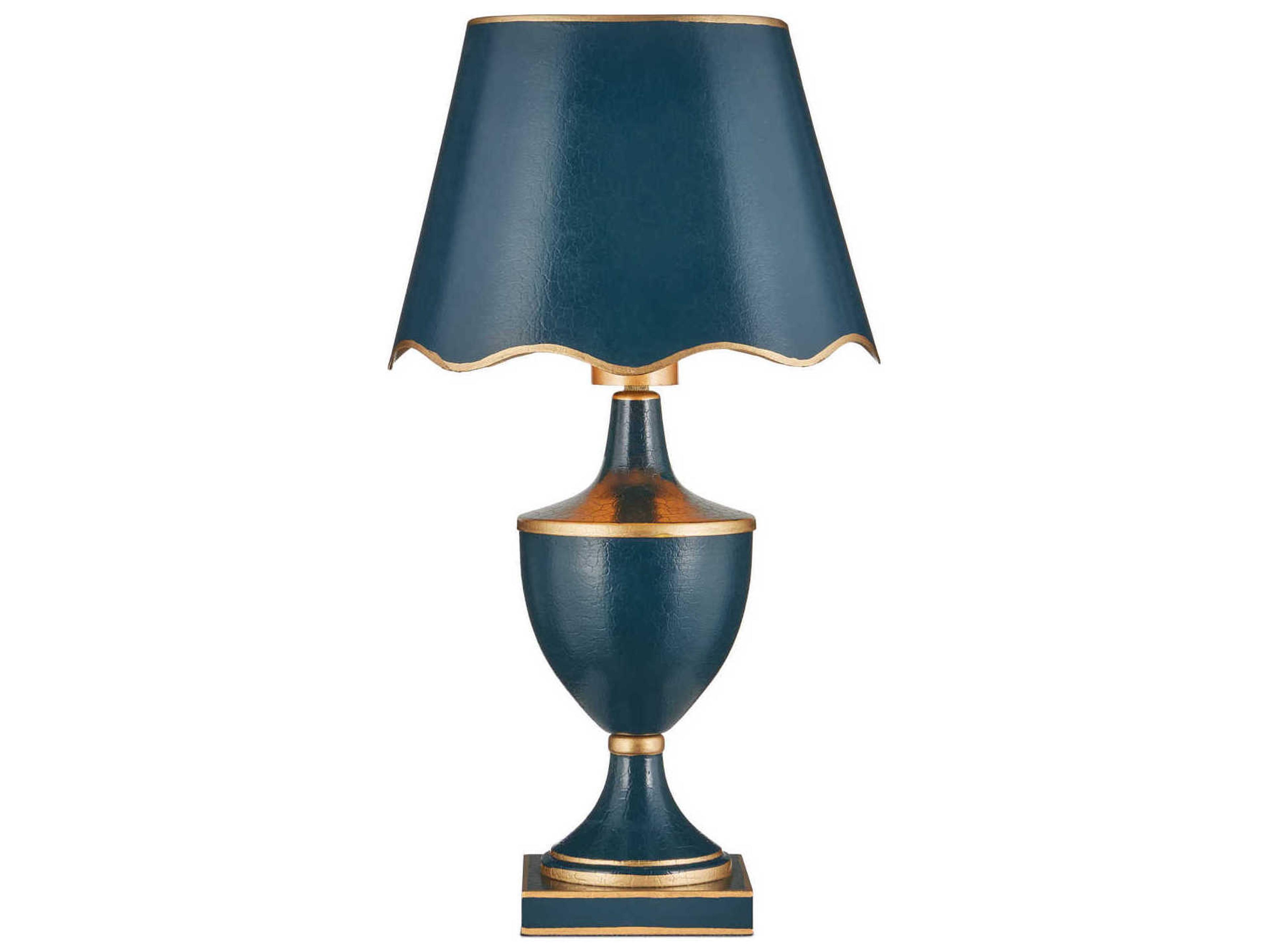 Currey & Company Travelogue Navy Gold Crackle Metal Blue Traditional Table Lamp