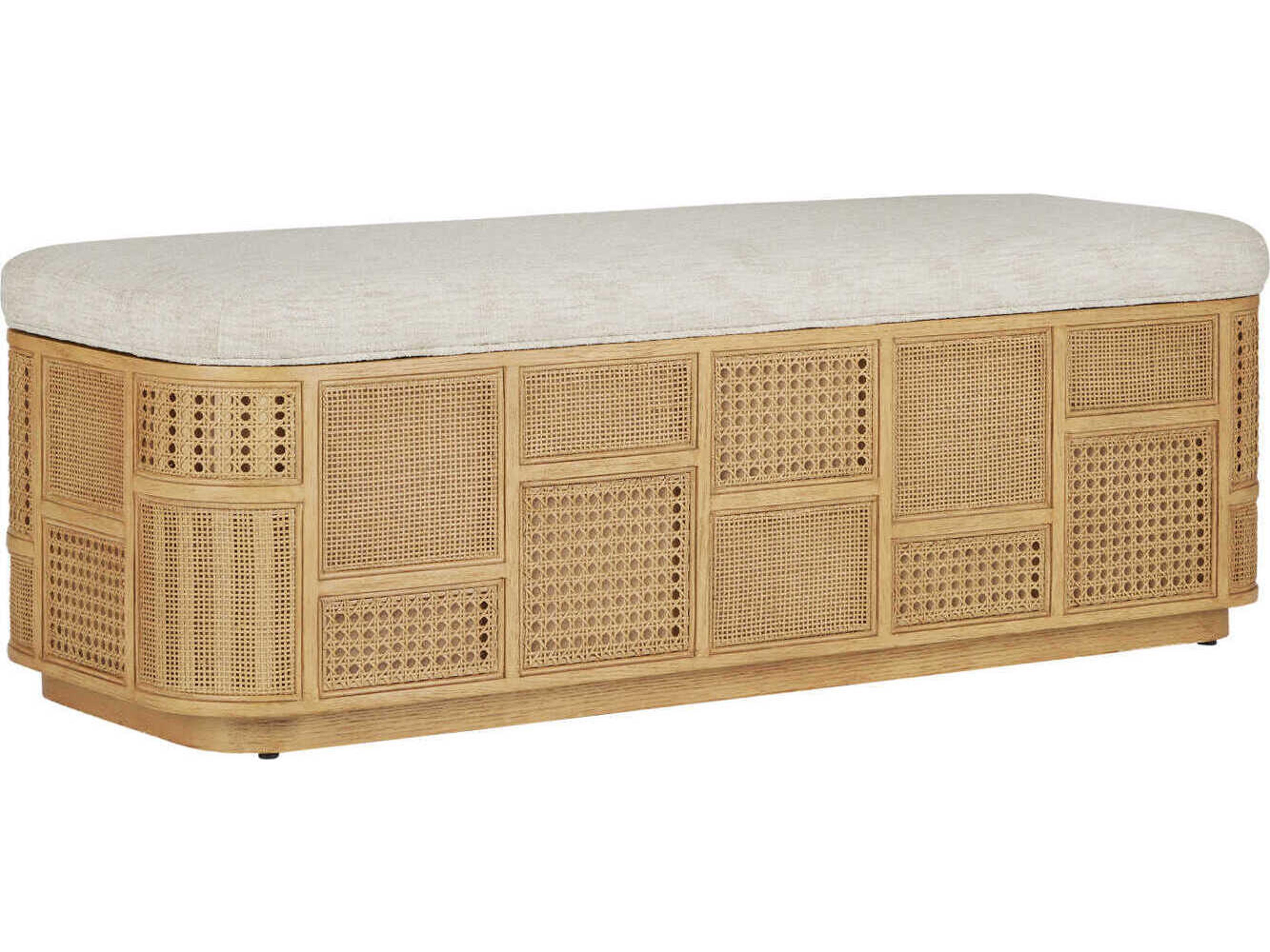 Currey & Company Anisa Natural Brown Upholstered Accent Bench