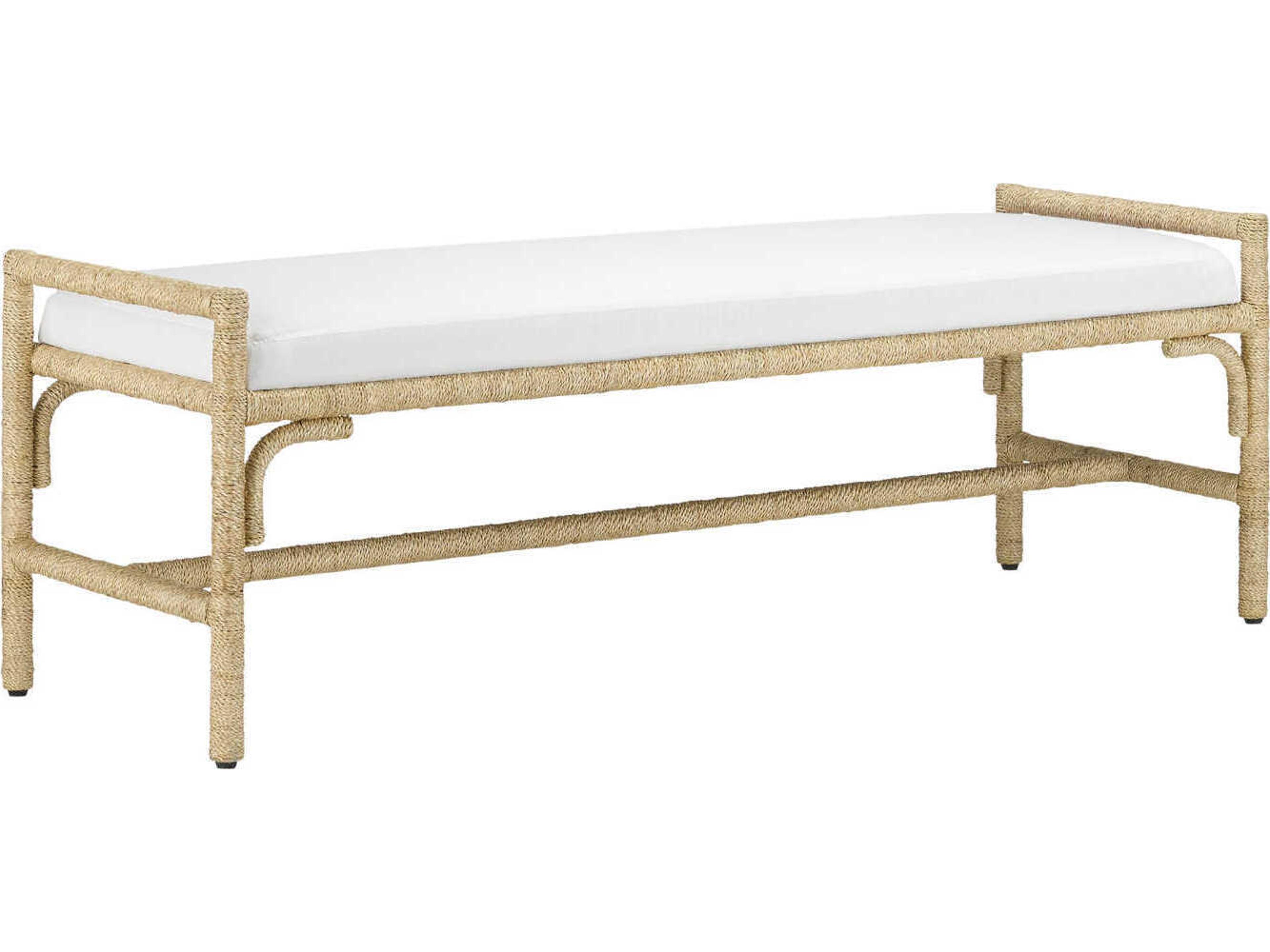 Currey & Company Olisa Natural Brown Upholstered Accent Bench