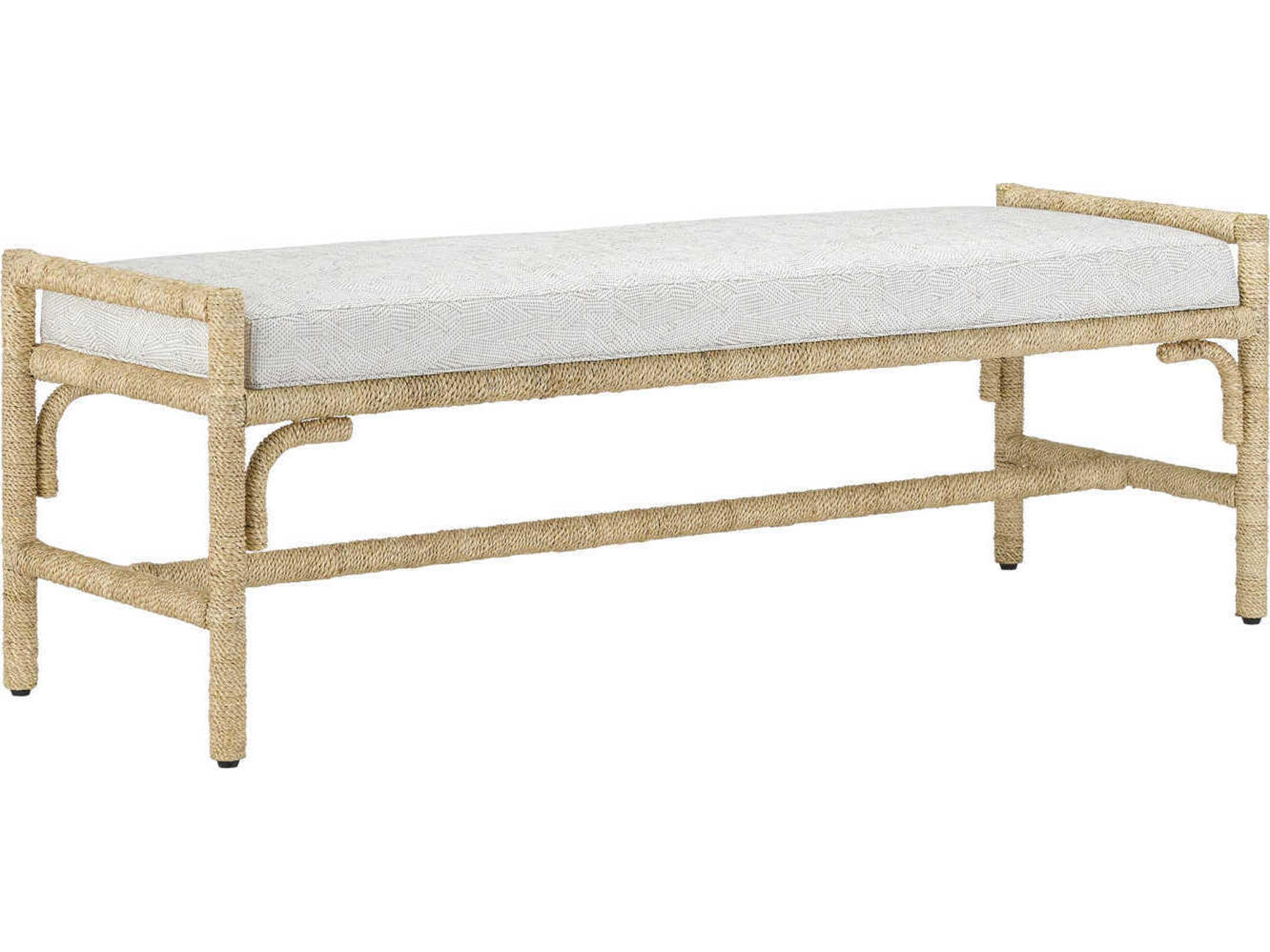 Currey & Company Olisa Natural Brown Upholstered Accent Bench