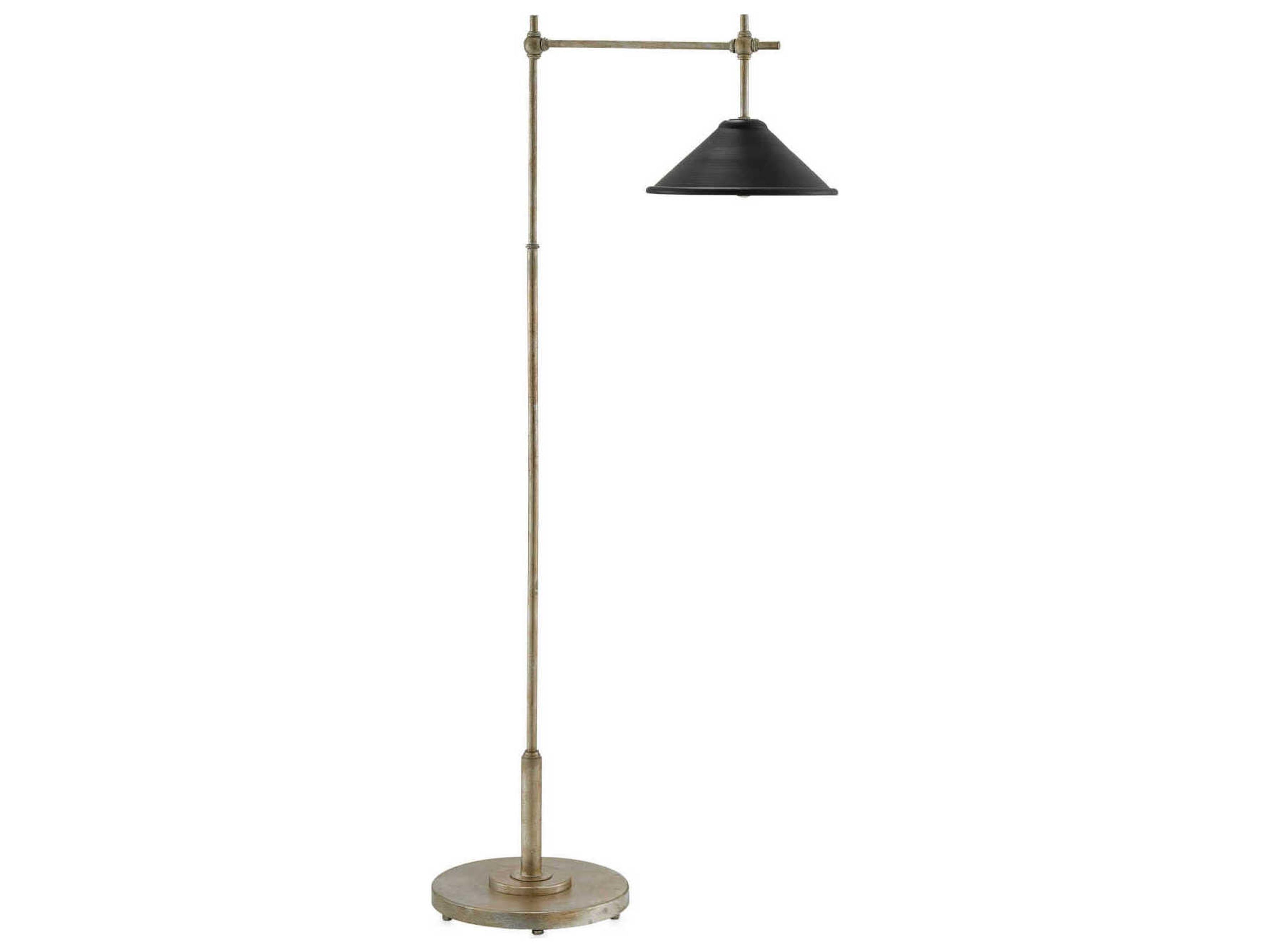 Currey & Company Dao Edison Bulb Silver Granello Satin Black Floor Lamp