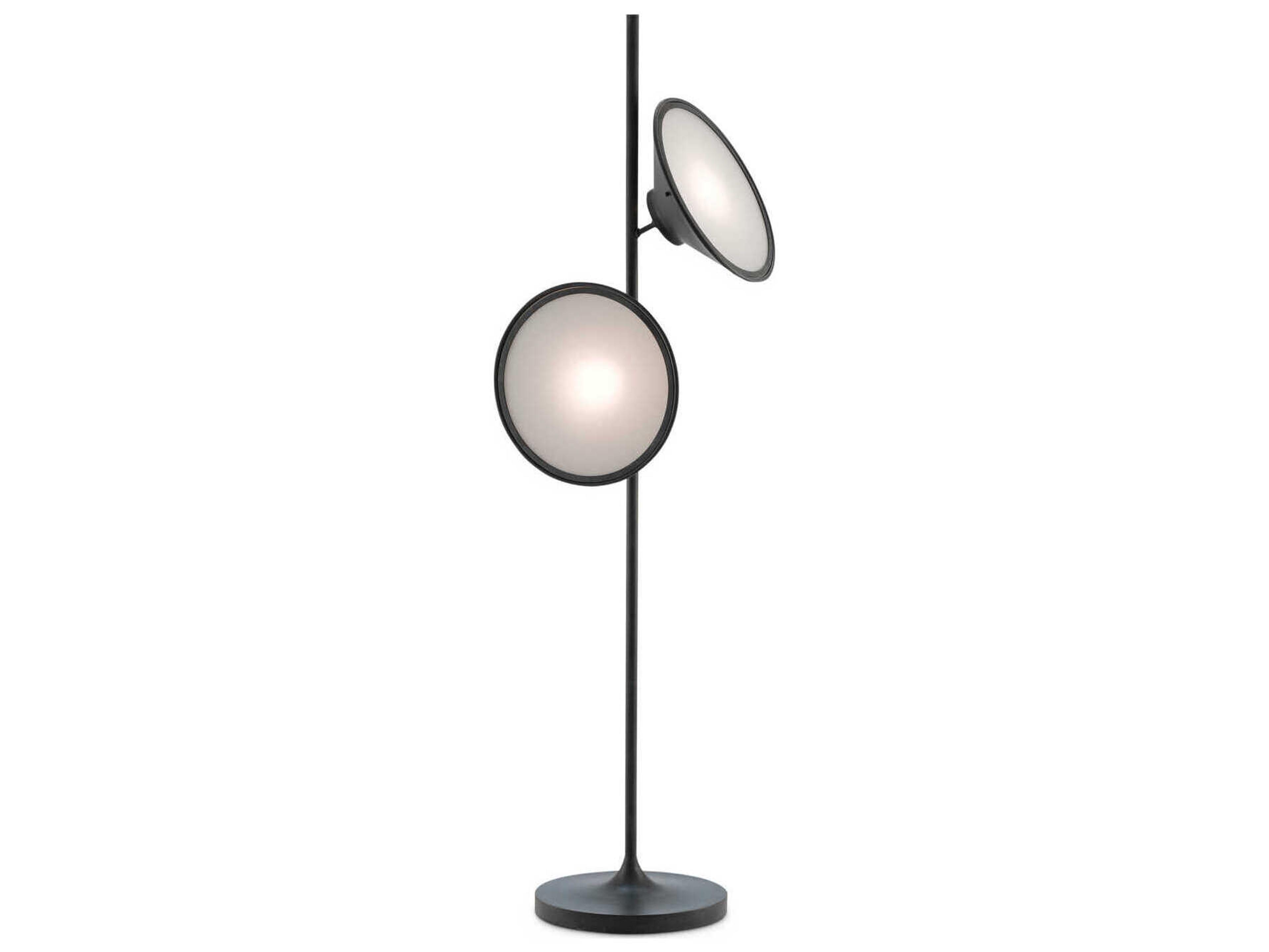 Currey & Company Bulat Antique Black White Opaque Glass Floor Lamp