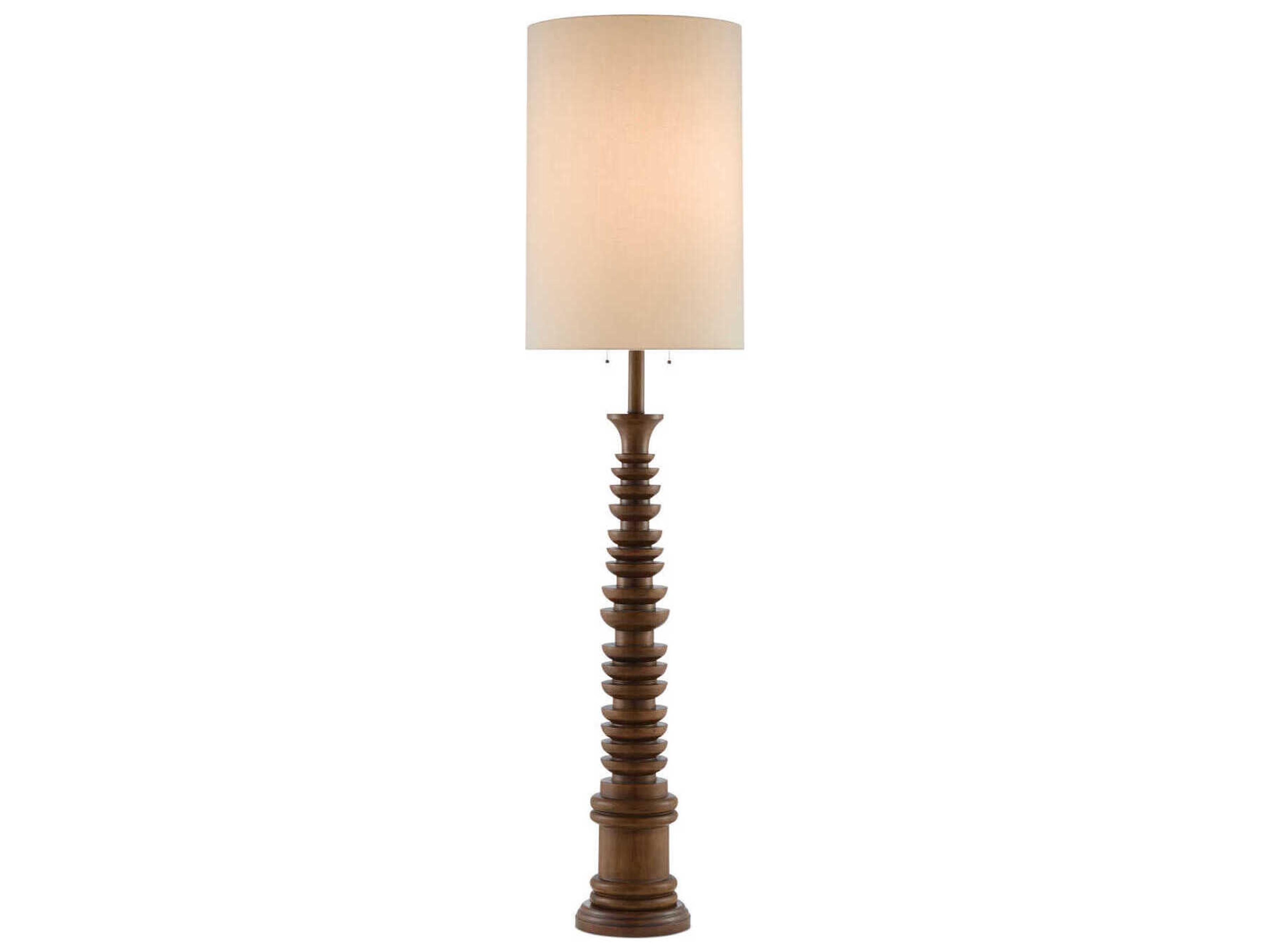 Currey & Company Malayan Natural Light Eggshell Linen Brown Floor Lamp