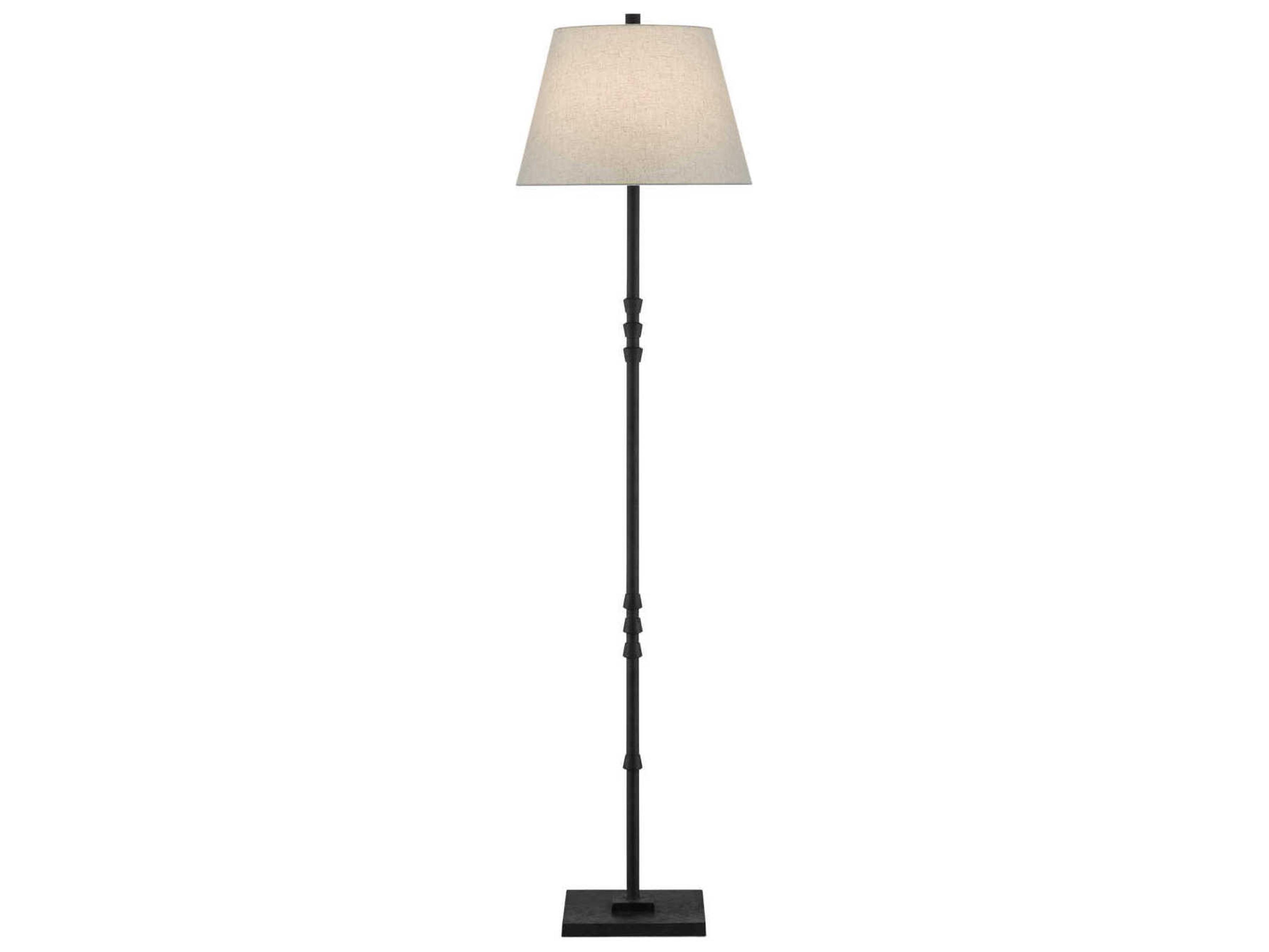 Currey & Company Lohn Mole Black Beige Poplin Floor Lamp