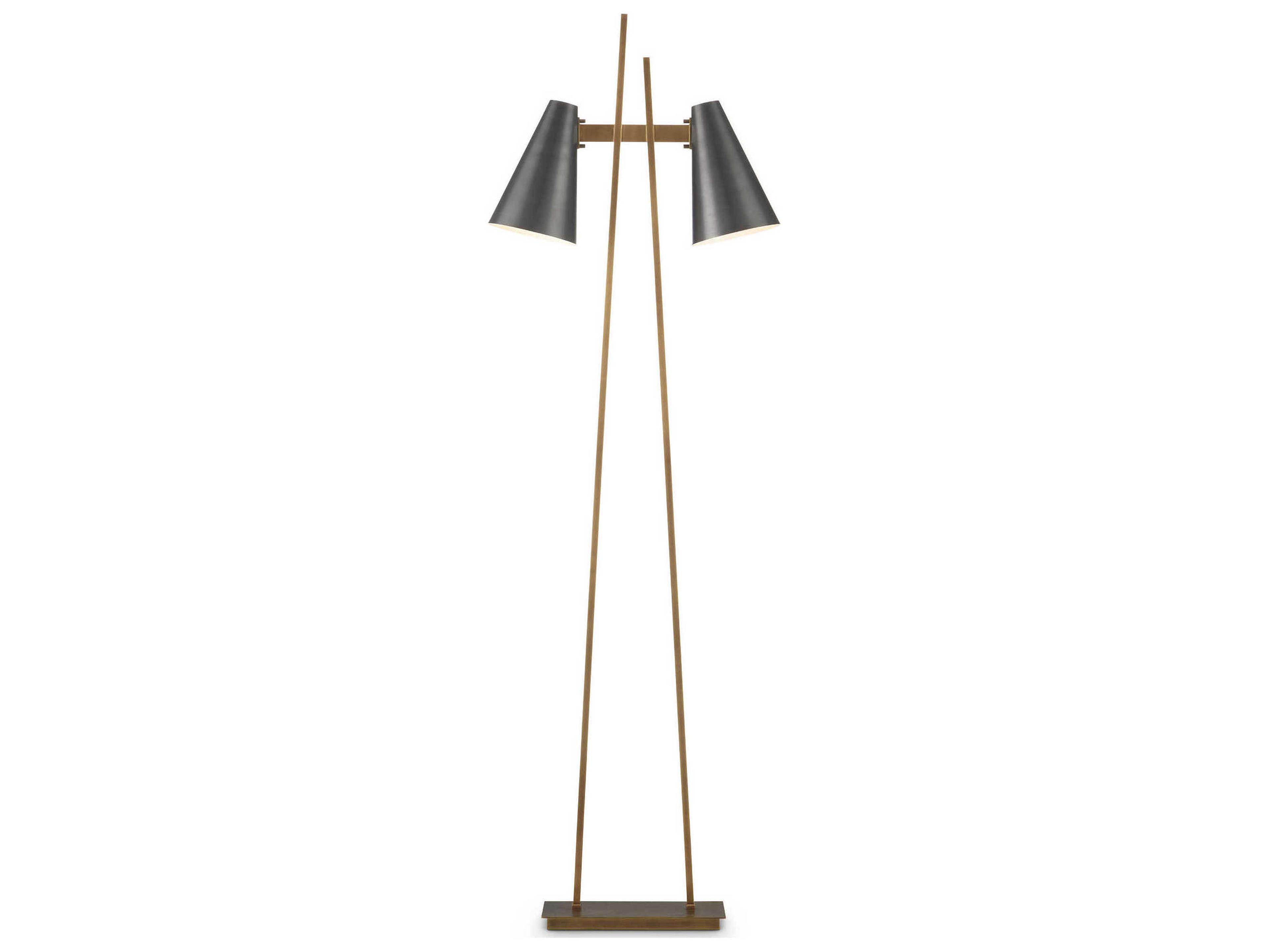 Currey & Company Duet Oil Rubbed Bronze Antique Brass White Metal Floor Lamp