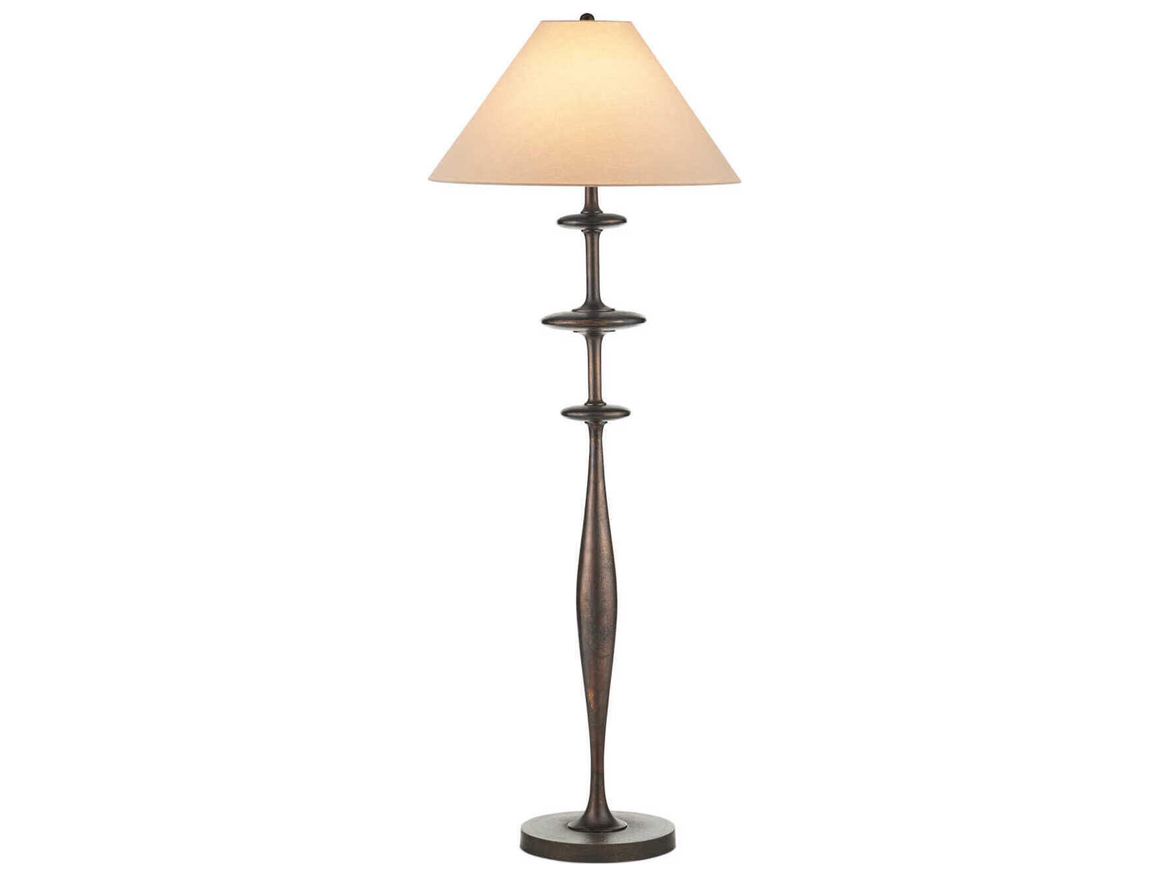 Currey & Company Aqueous Dark Bronze Light Gray Polyester Cotton Floor Lamp