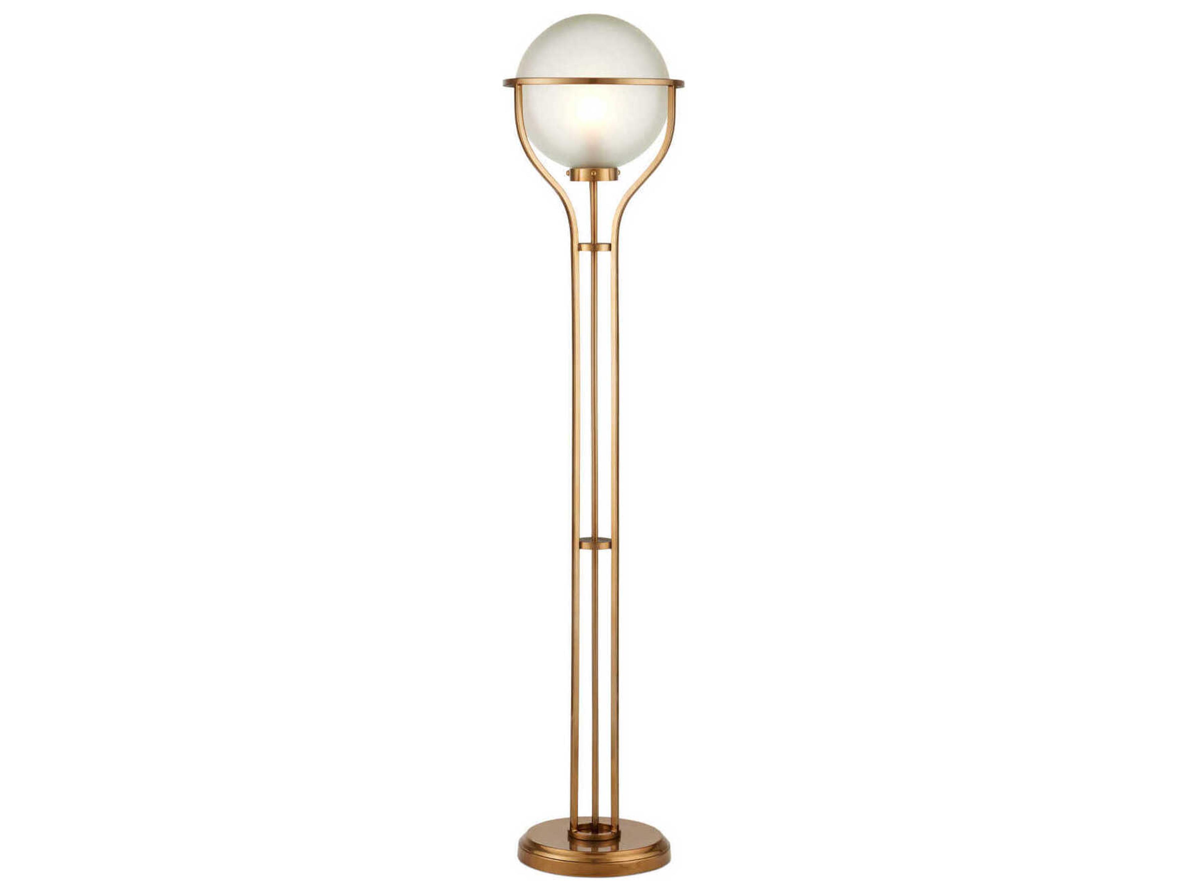 Currey & Company Metropolis Metallic Champagne Frosted Glass Gold Floor Lamp