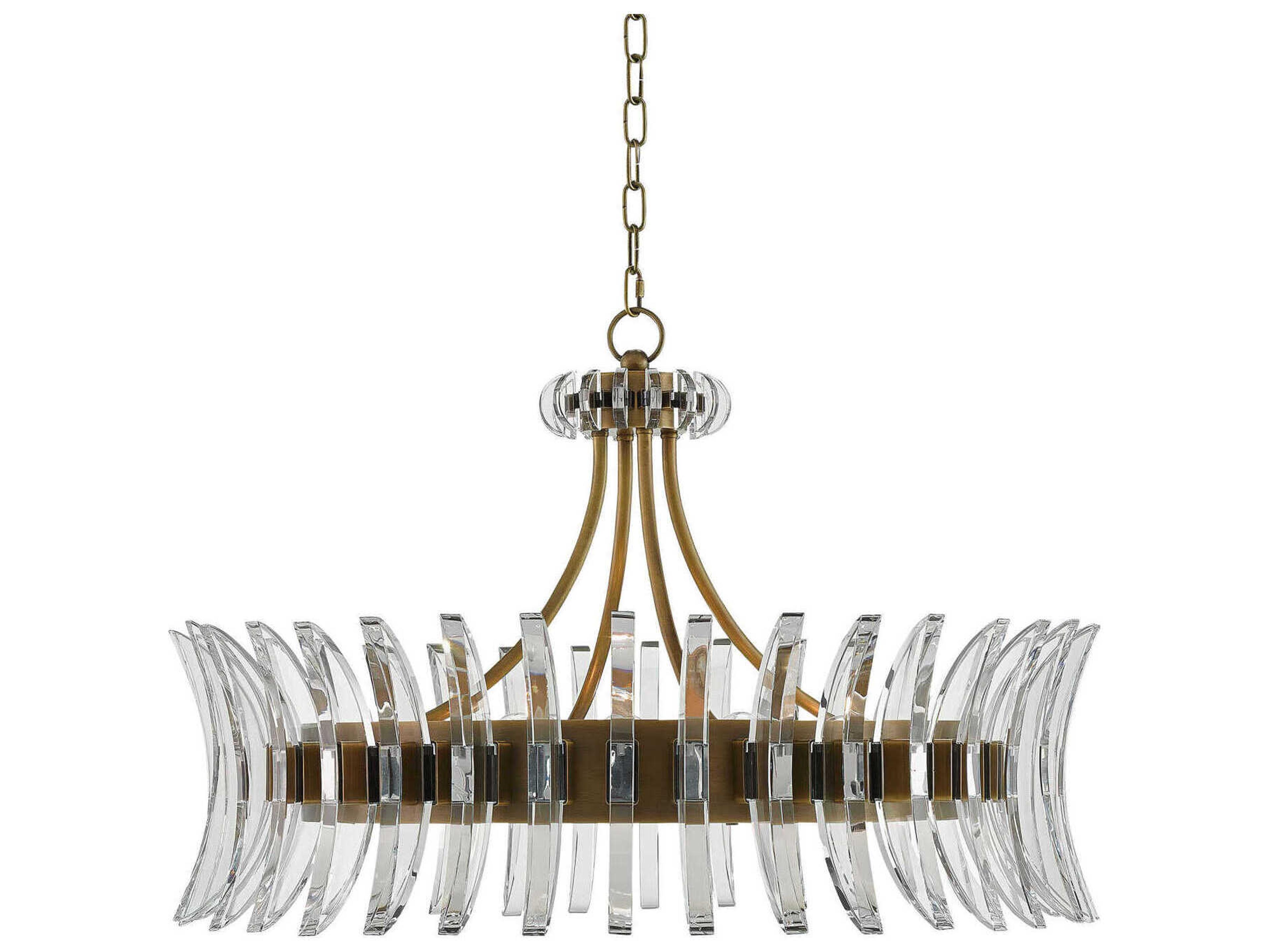 Currey & Company Coquette 8-Light Antique Brass Drum Pendant