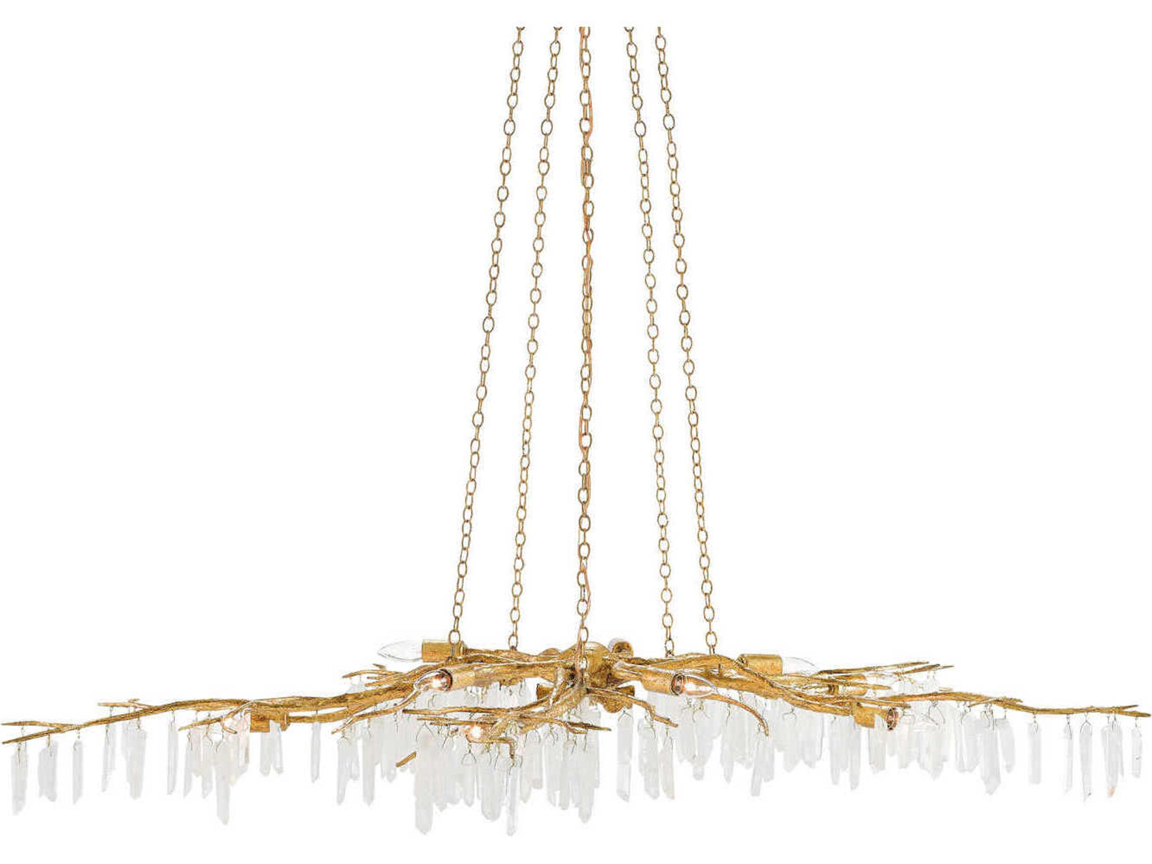 Currey & Company Forest 10-Light Washed Lucerne Gold Natural Chandelier