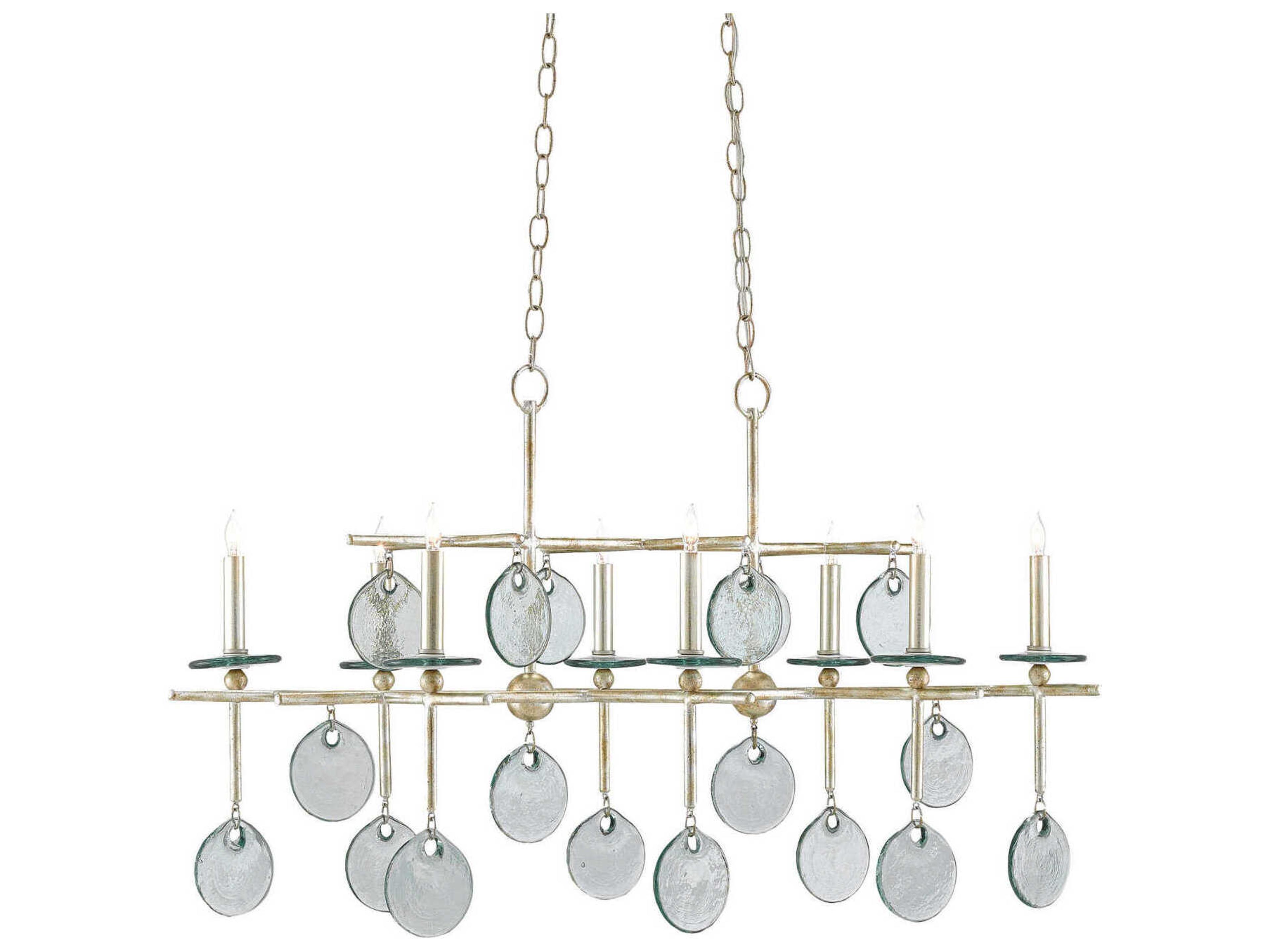 Currey & Company Sethos 8-Light Silver Granello Glass Island Pendant