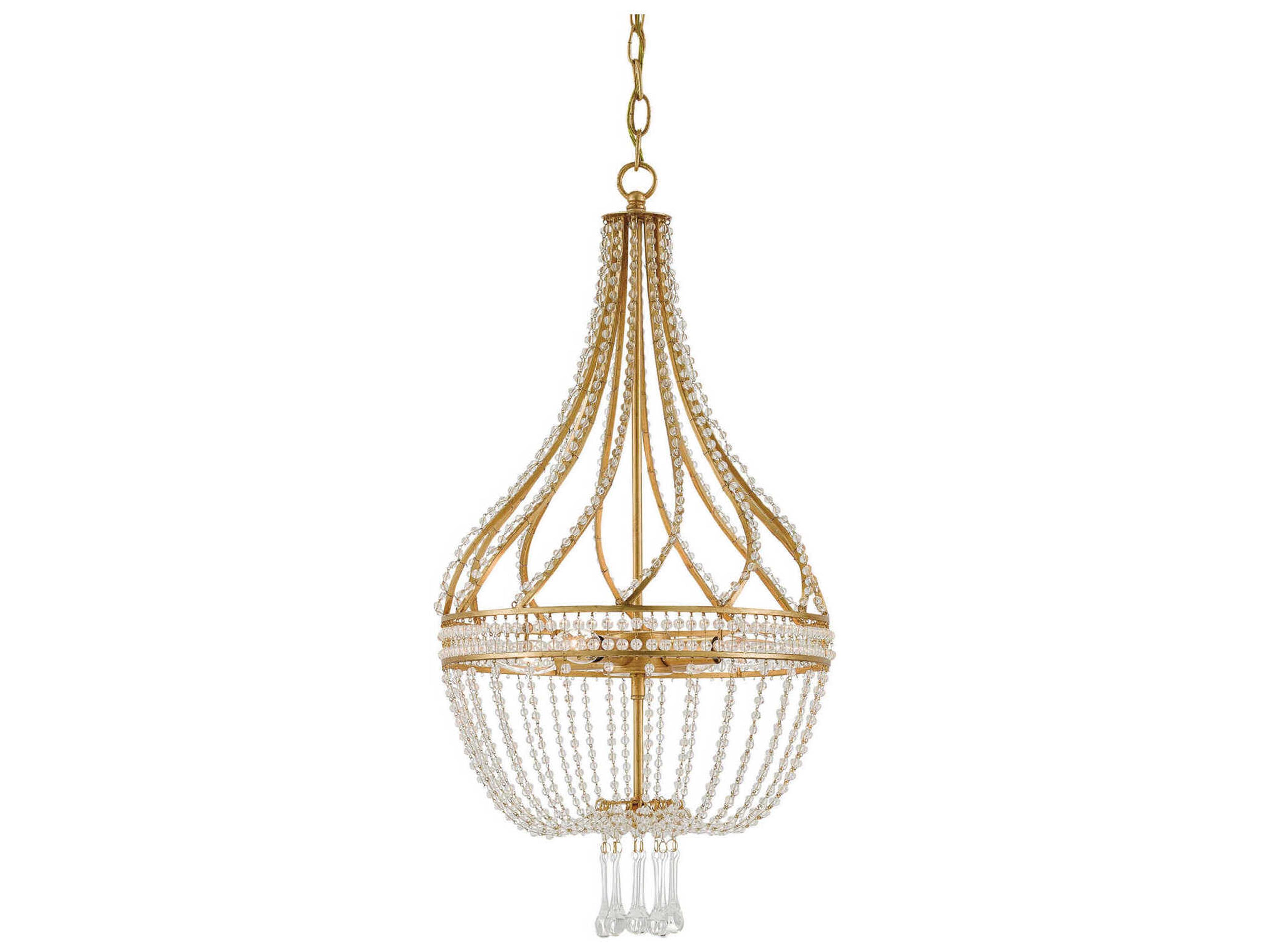 Currey & Company Ingenue 4-Light Antique Gold Leaf Candelabra Chandelier