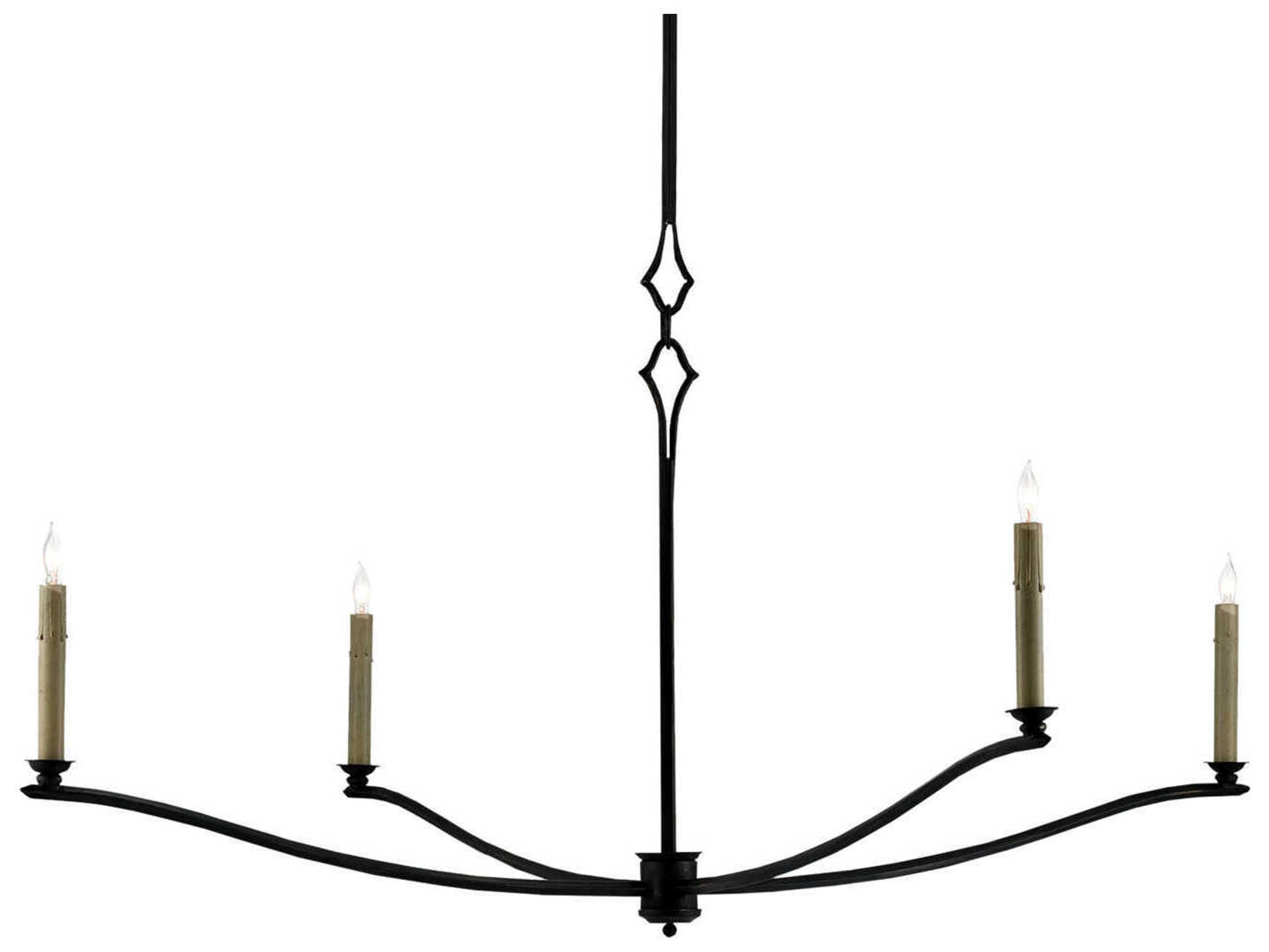Currey & Company Knole 4-Light French Black Candelabra Chandelier