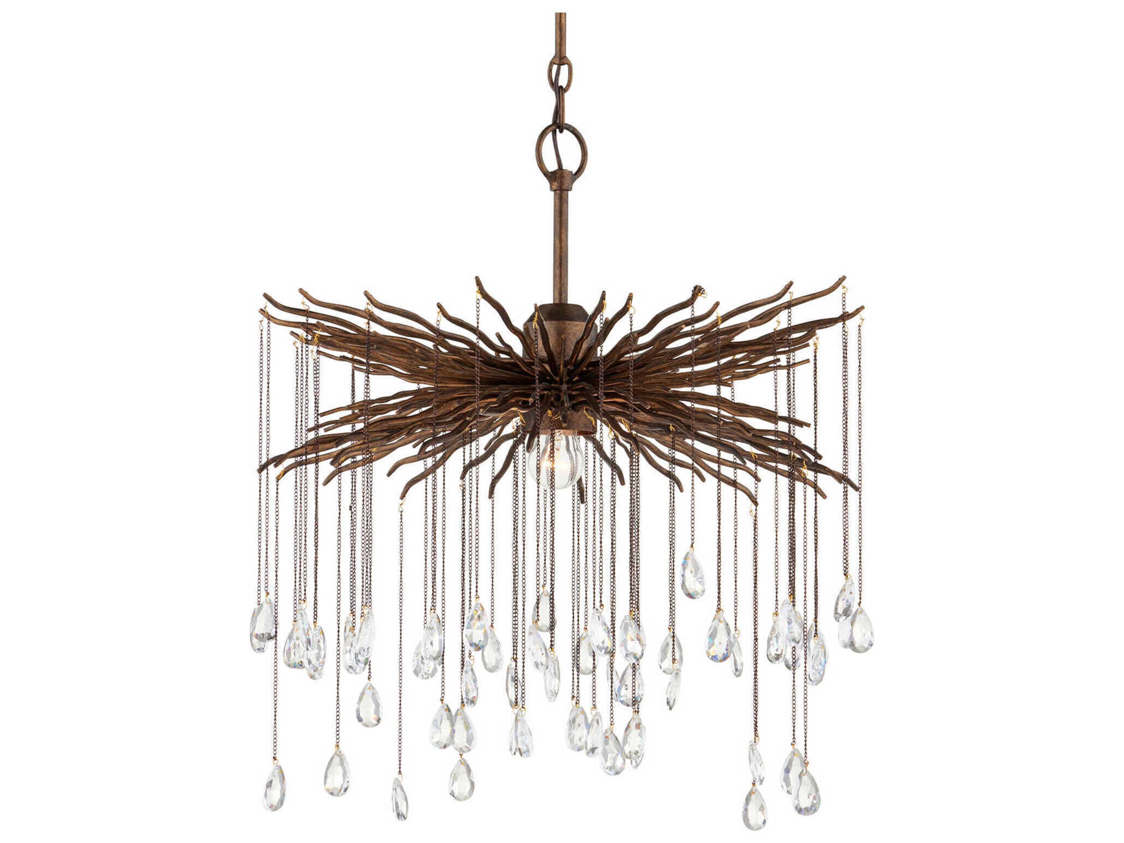 Currey & Company Fen 1-Light Cupertino Brown Crystal Pendant