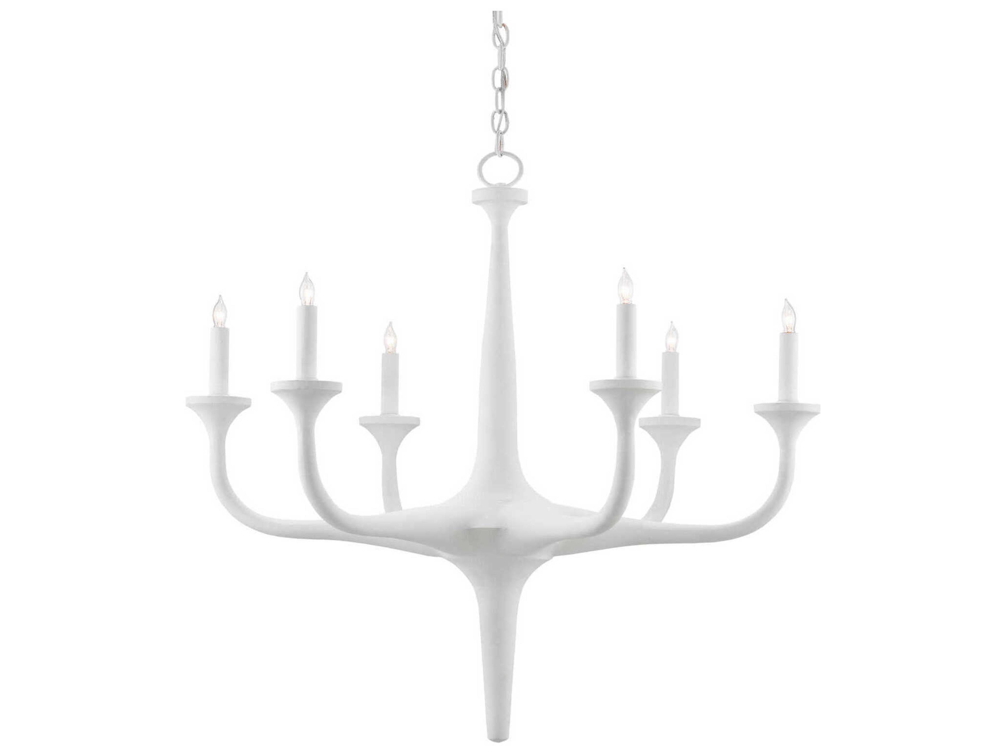 Currey & Company Albion 6-Light Gesso White Candelabra Chandelier