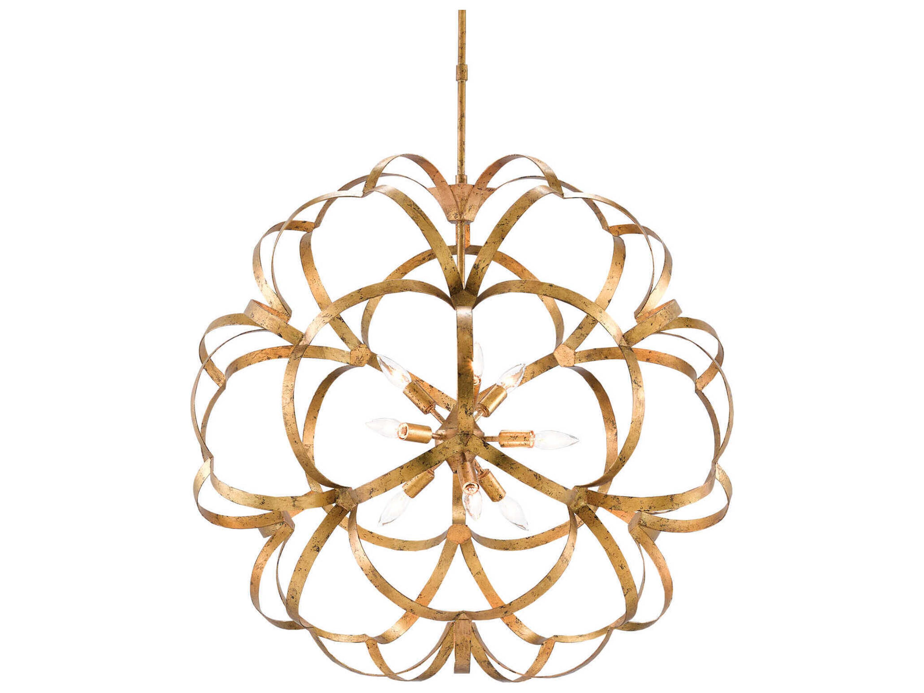 Currey & Company Sappho 9-Light New Gold Leaf Pendant