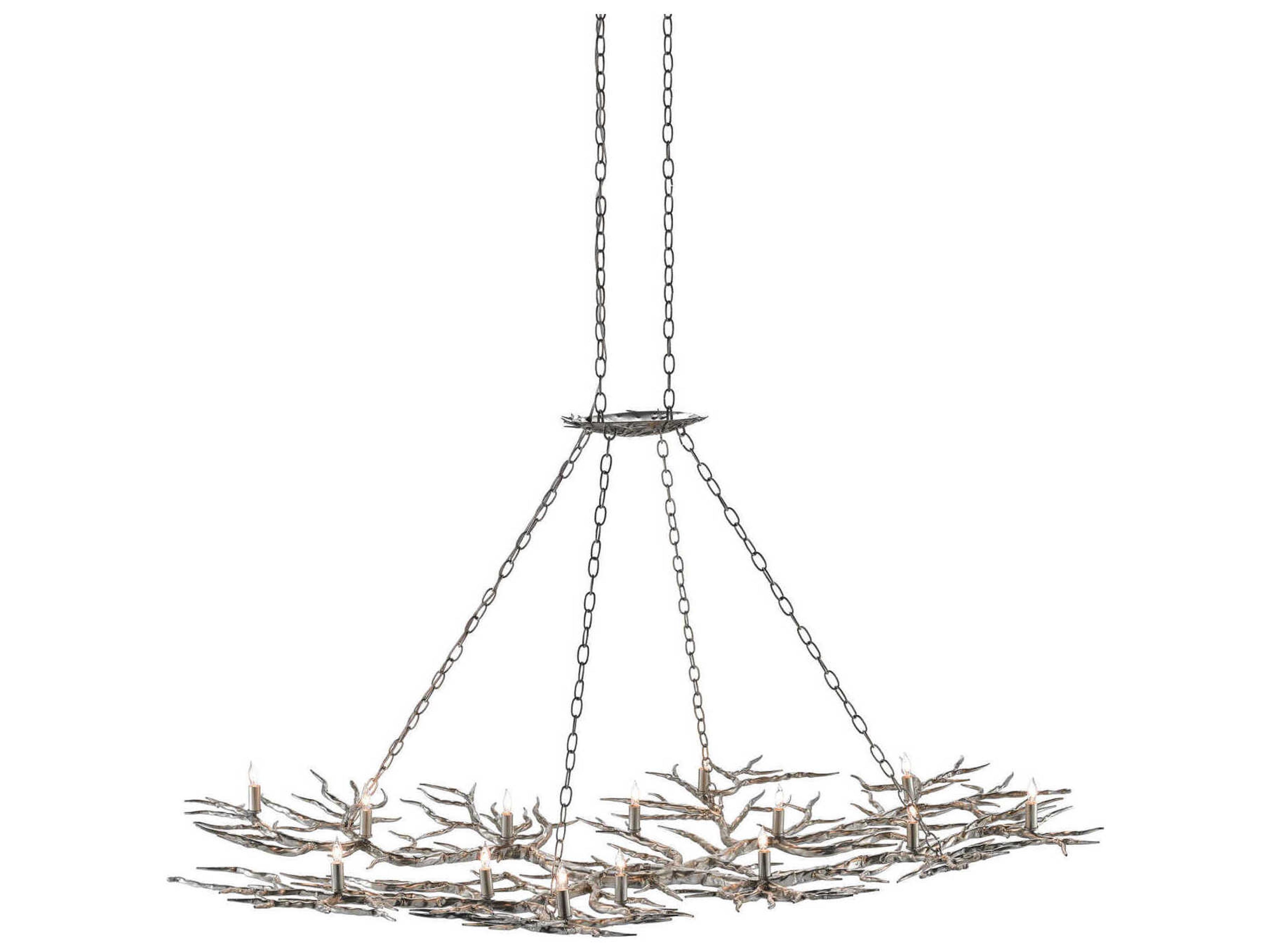 Currey & Company Rainforest 14-Light Silver Leaf Island Pendant