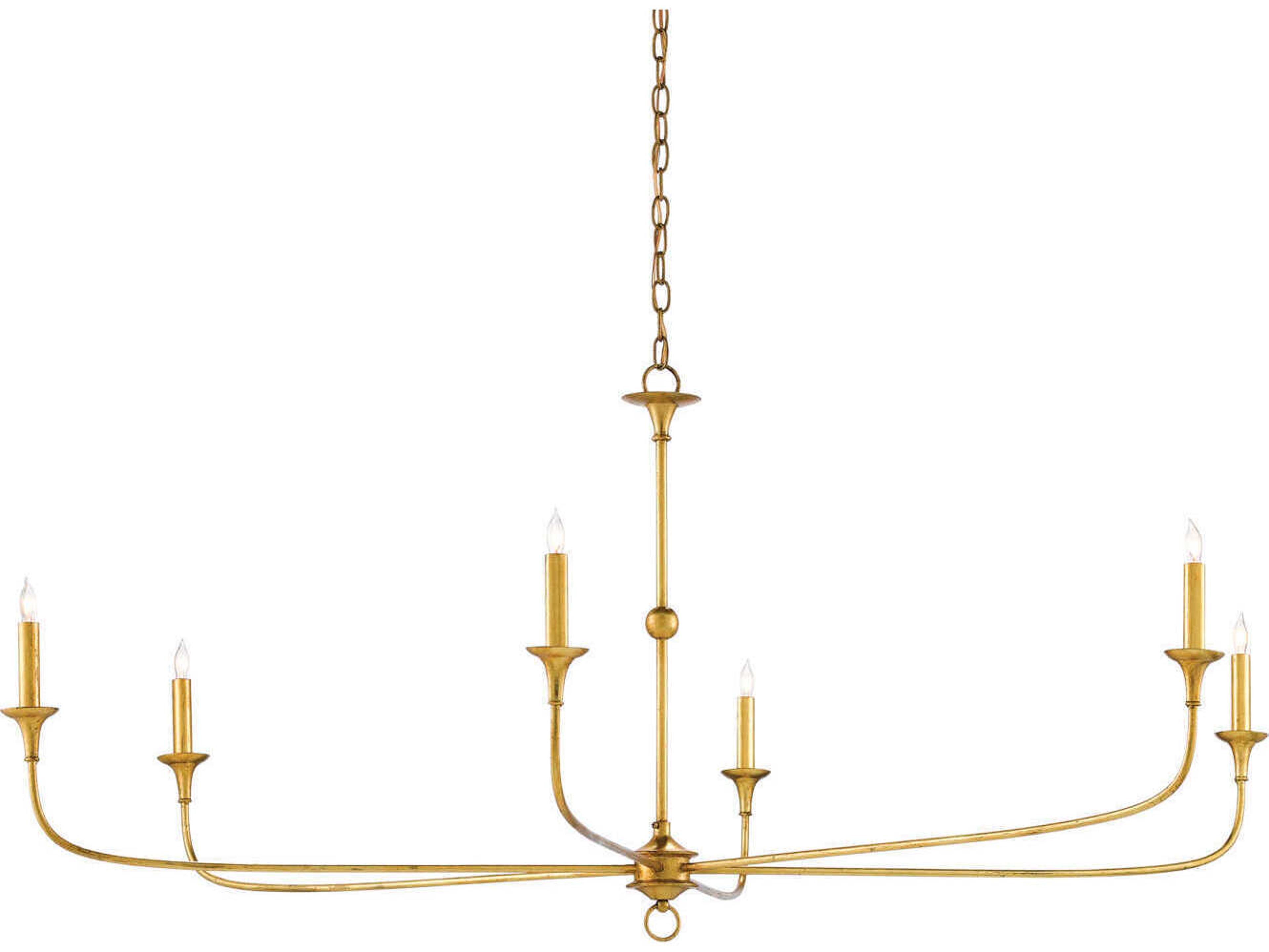 Currey & Company Nottaway 6-Light Contemporary Gold Leaf Candelabra Chandelier