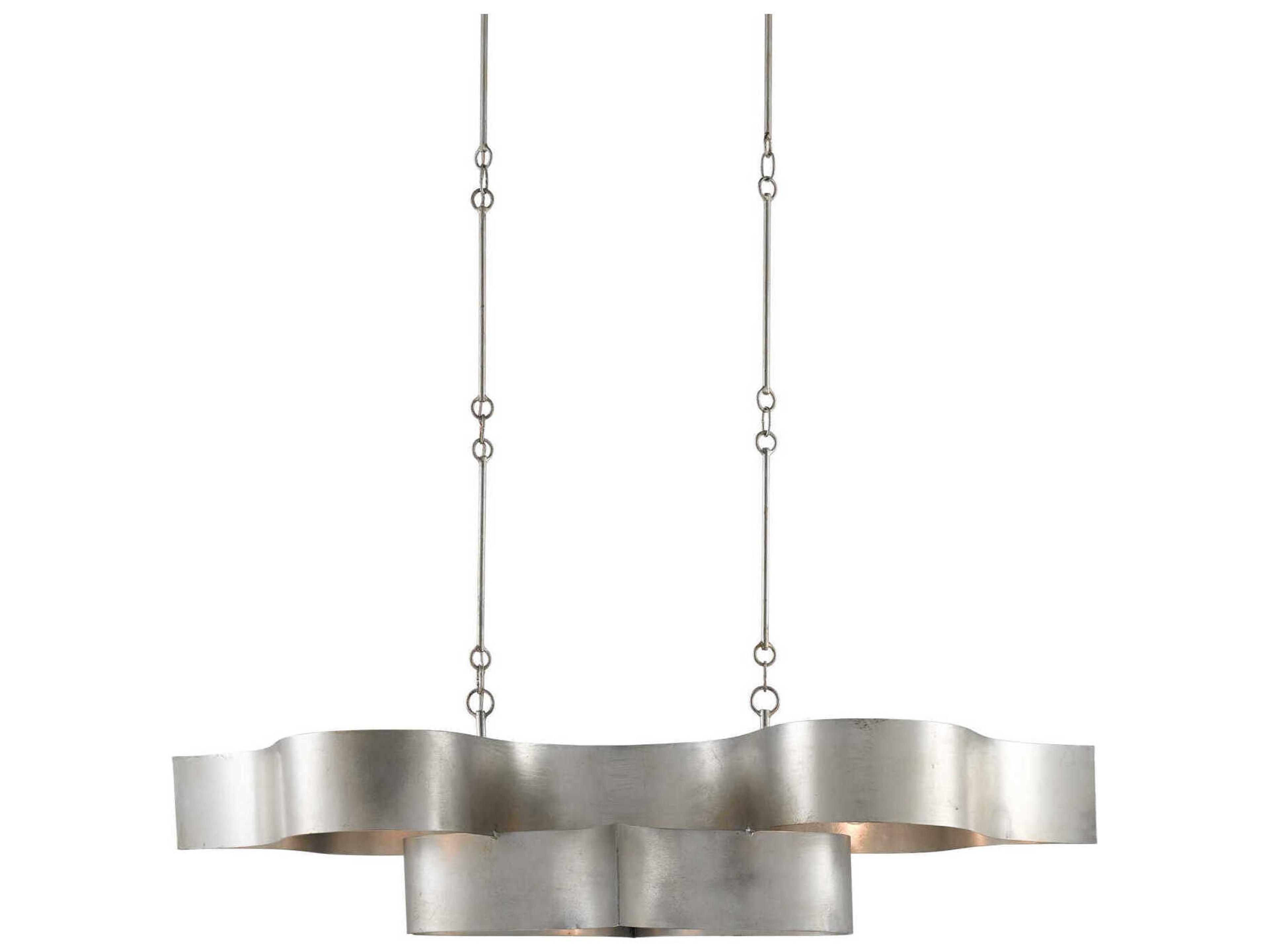 Currey & Company Grand Lotus 6-Light Contemporary Silver Leaf Island Pendant