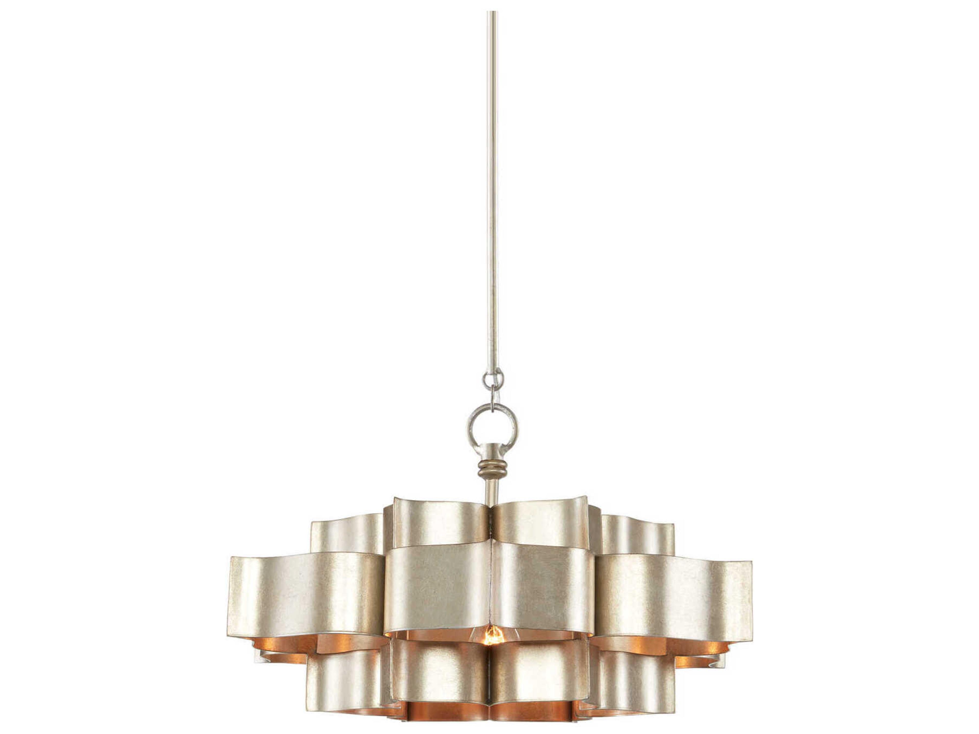 Currey & Company Grand Lotus 1-Light Contemporary Silver Leaf Pendant
