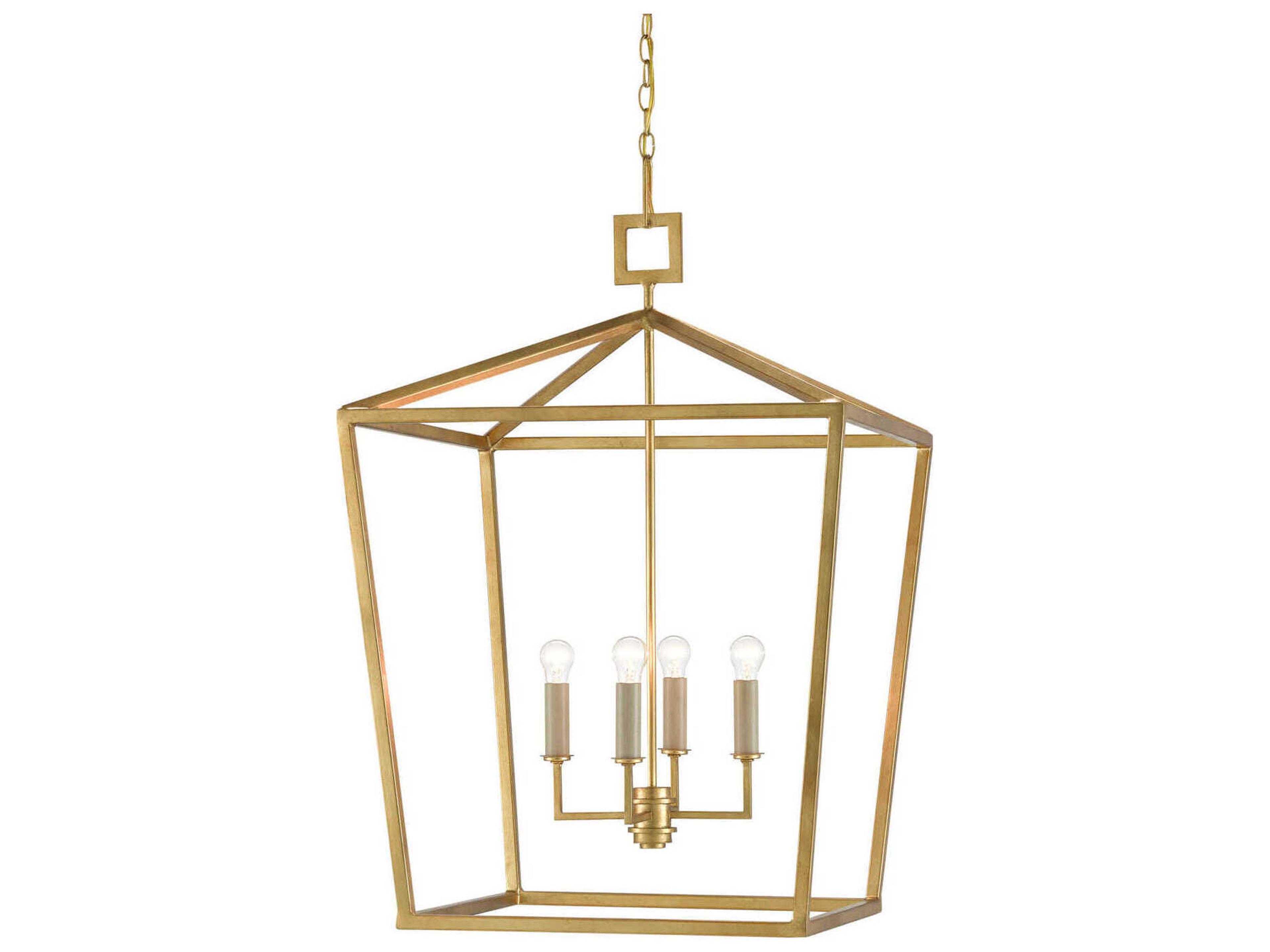 Currey & Company Denison 4-Light Contemporary Gold Leaf Candelabra Chandelier