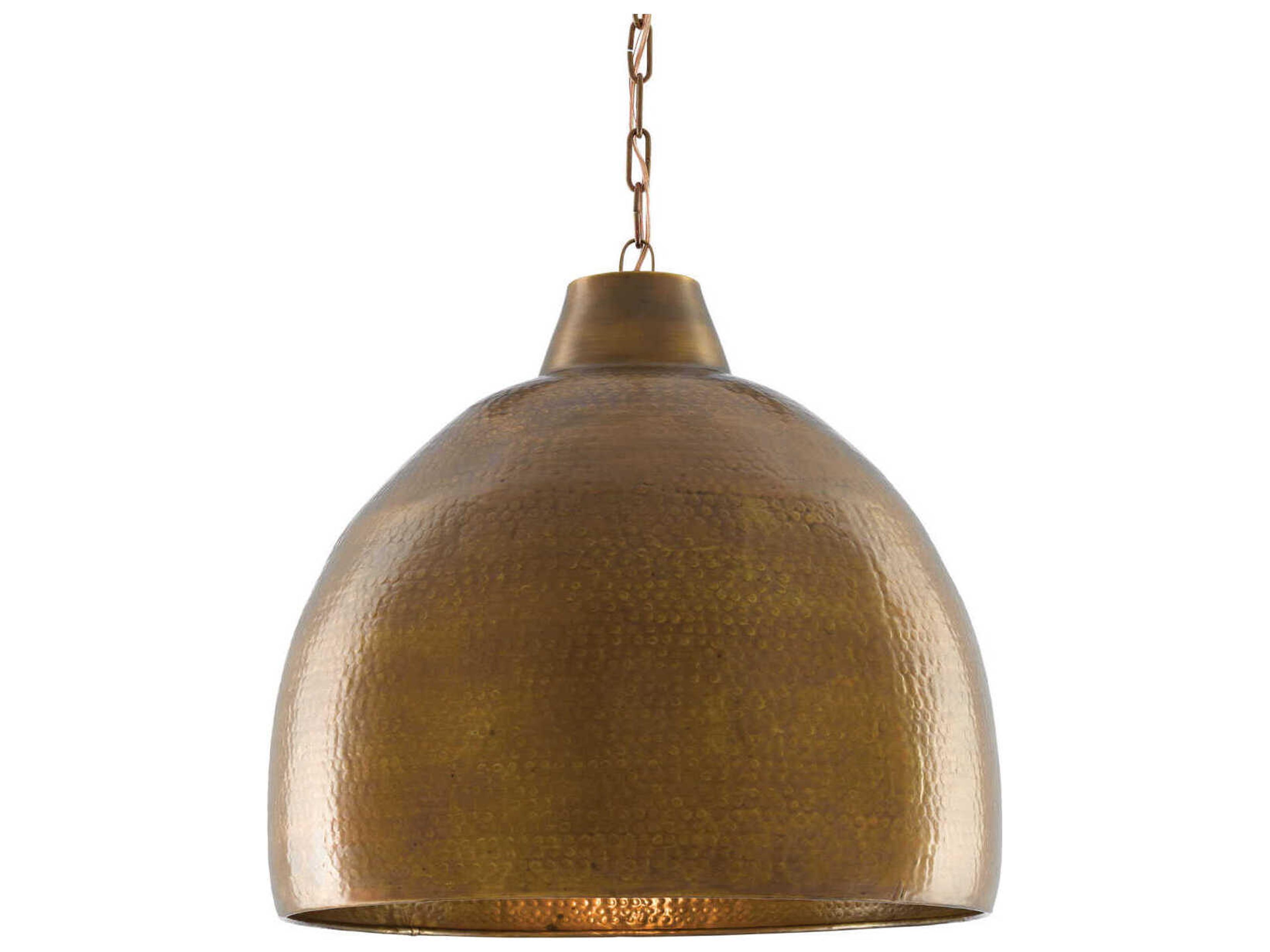 Currey & Company Earthshine 1-Light Vintage Brass Bell Pendant
