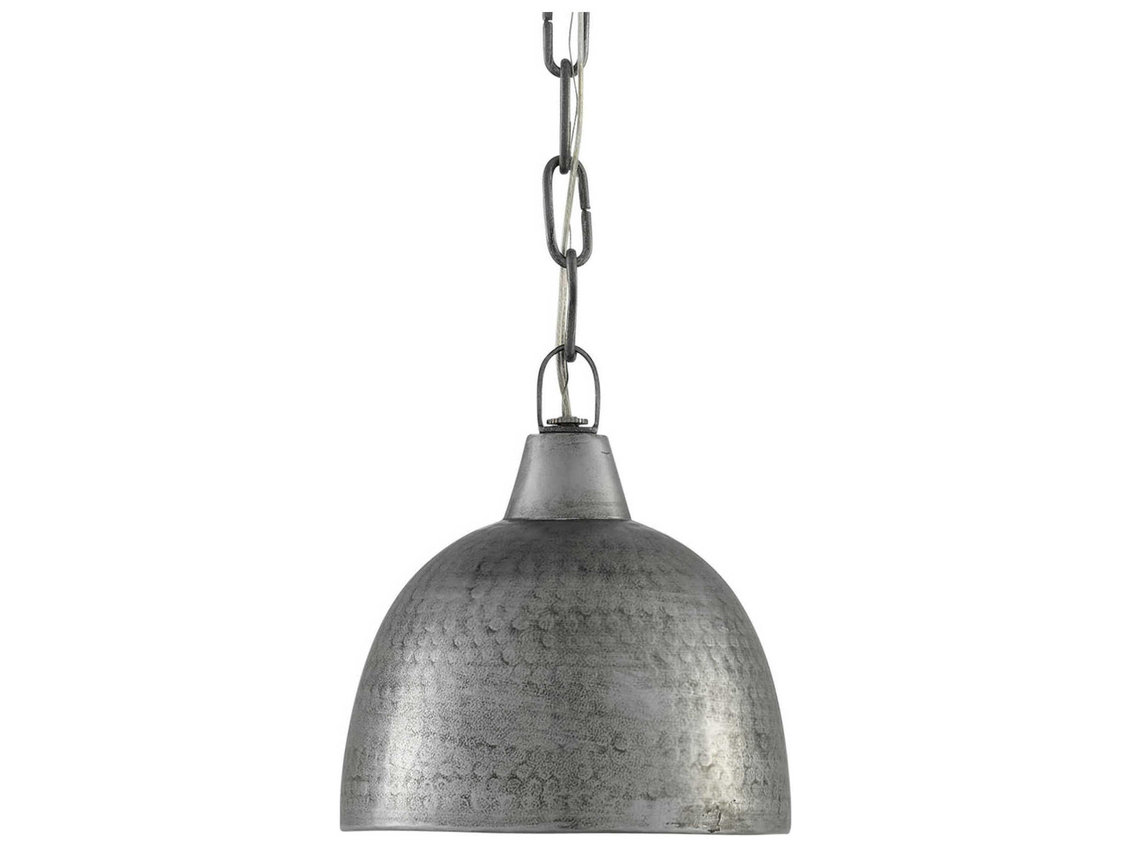 Currey & Company Earthshine 1-Light Blackened Steel Bell Mini Pendant