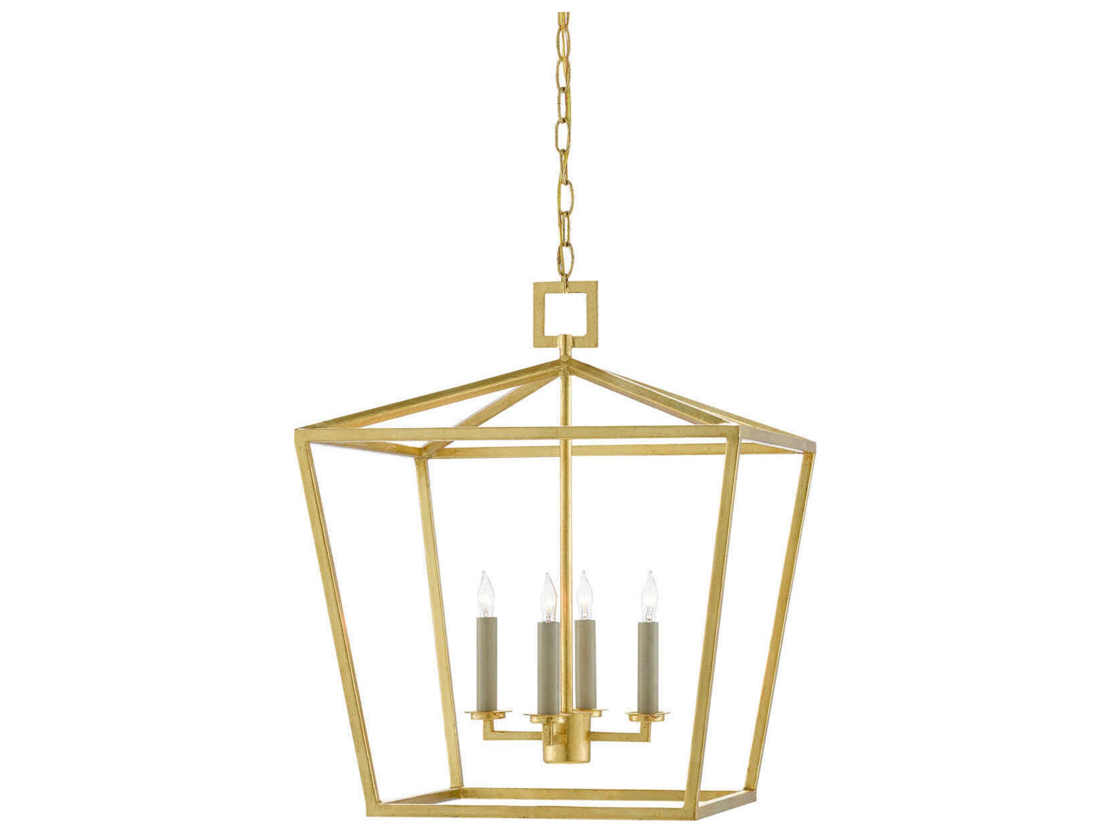 Currey & Company Denison 4-Light Contemporary Gold Leaf Candelabra Chandelier