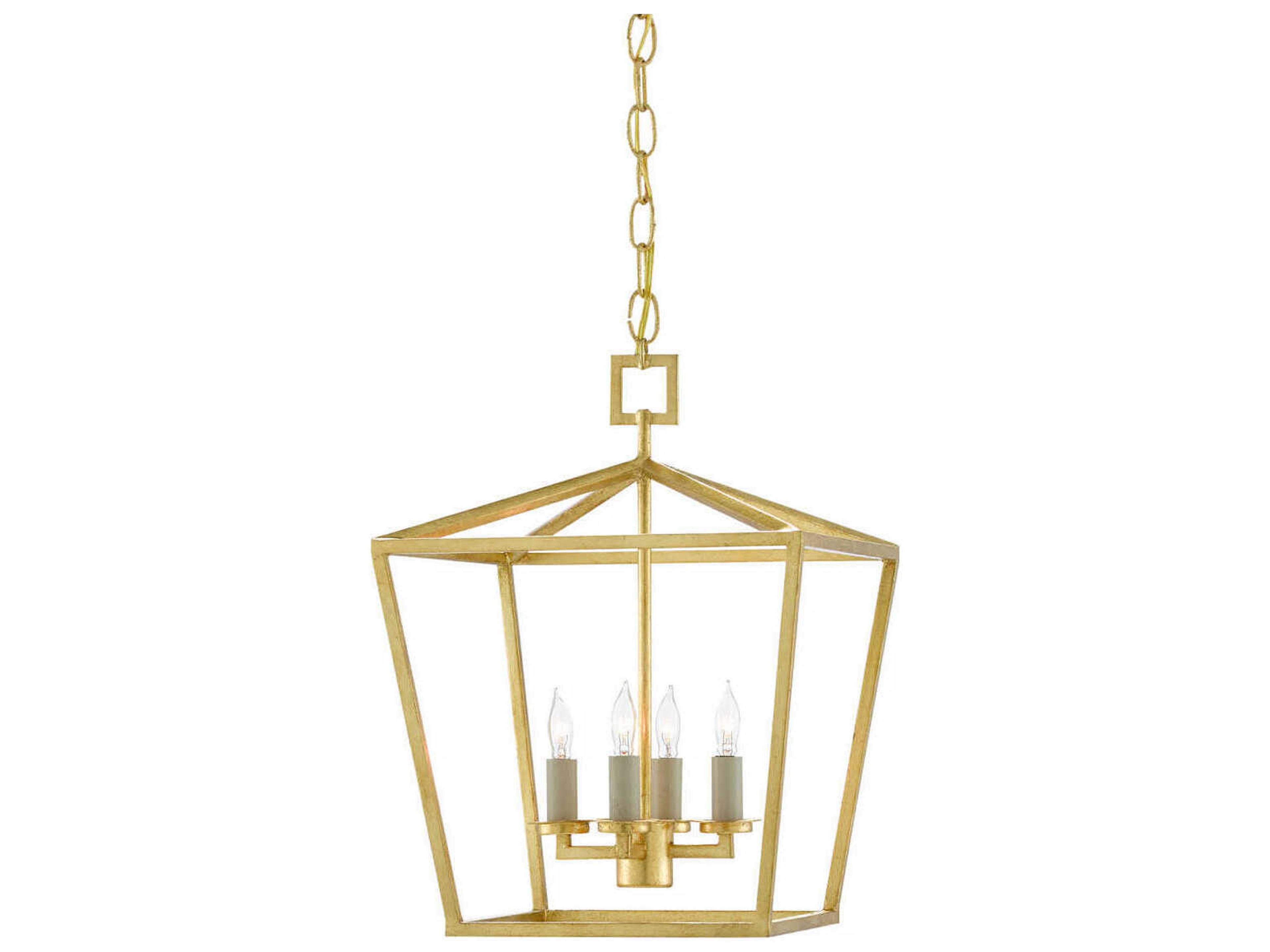 Currey & Company Denison 4-Light Contemporary Gold Leaf Candelabra Chandelier