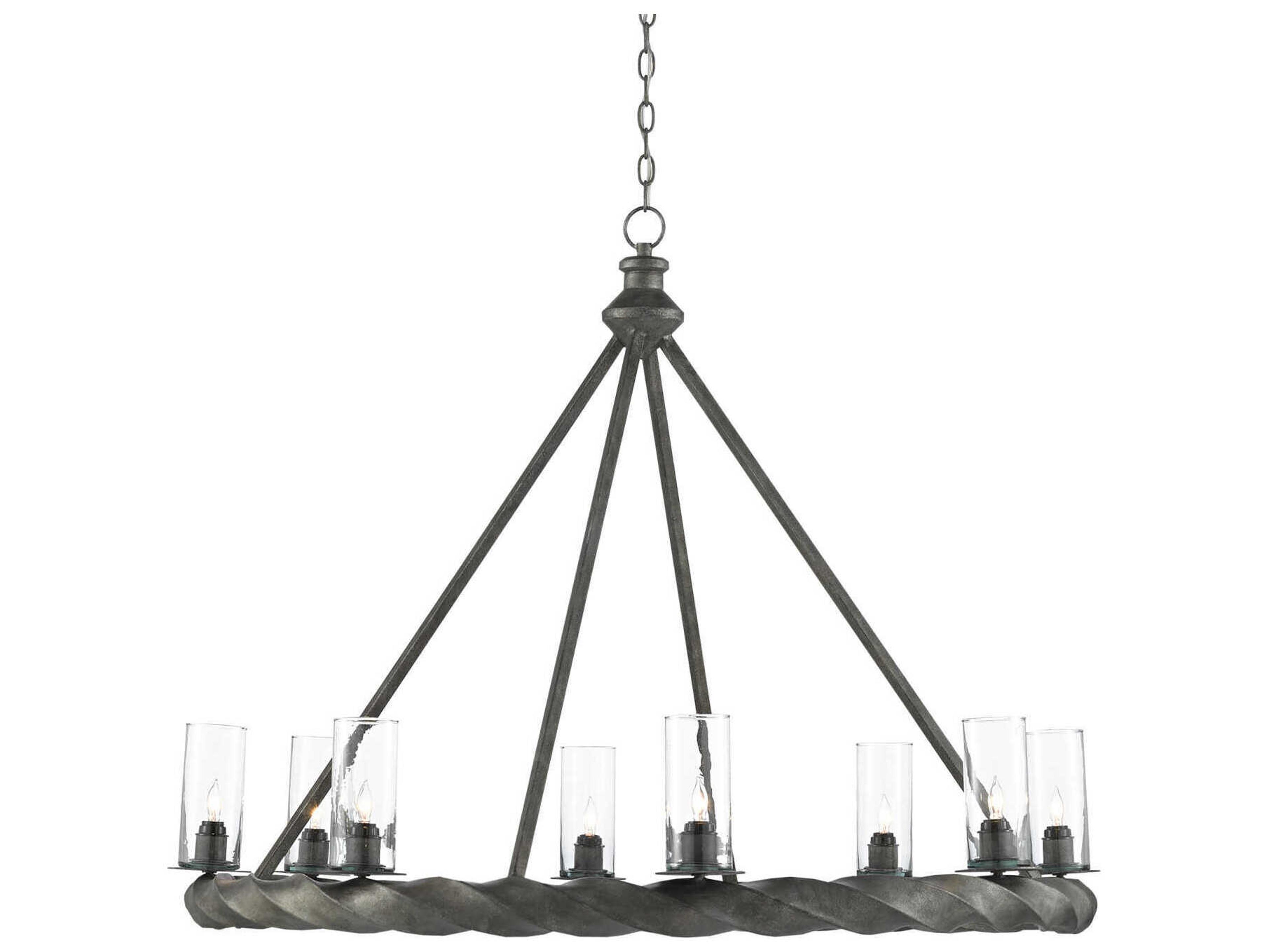 Currey & Company Orson 8-Light Light Mole Gray Glass Candelabra Chandelier