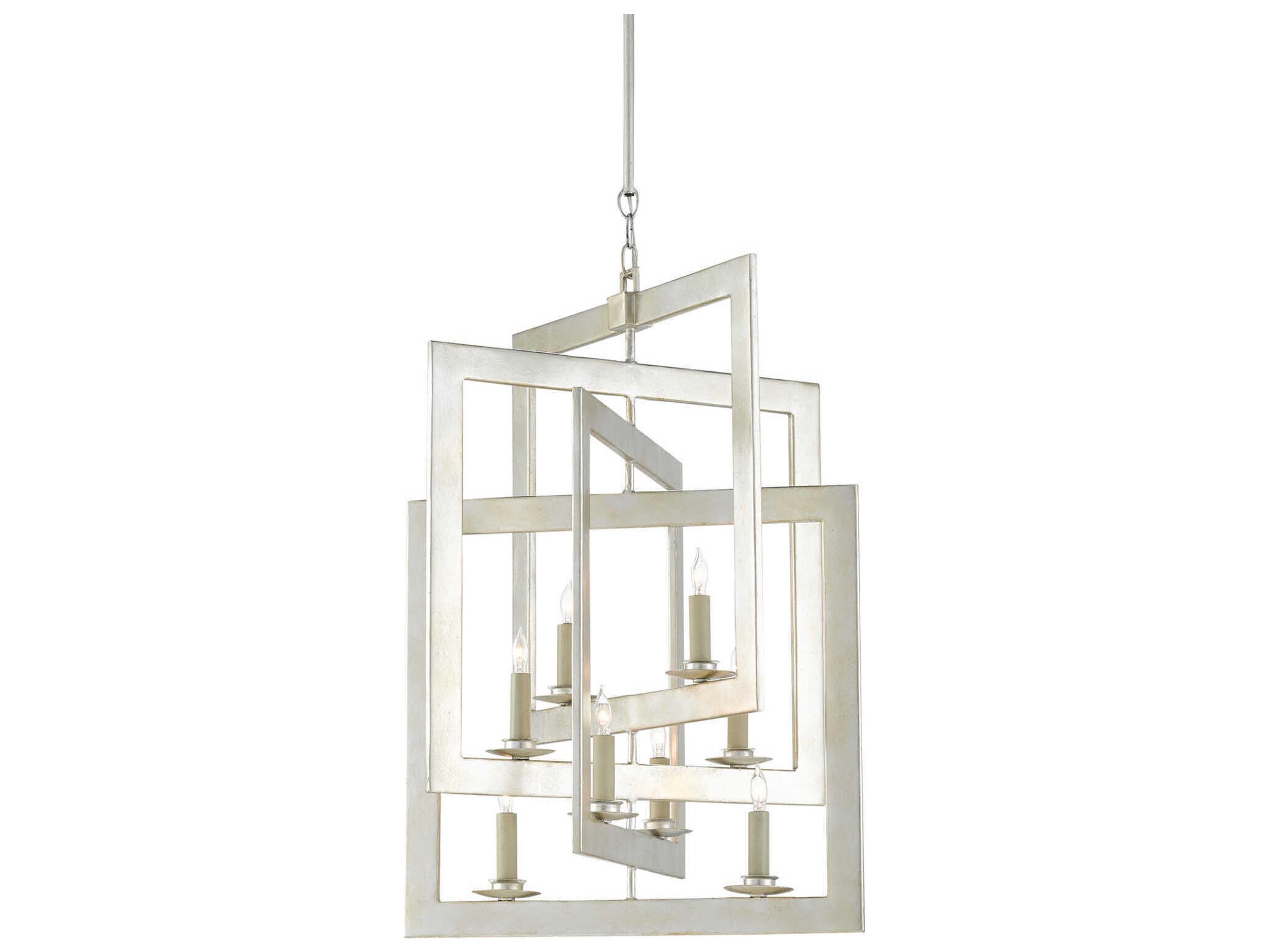 Currey & Company Middleton 8-Light Contemporary Silver Leaf Candelabra Chandelier