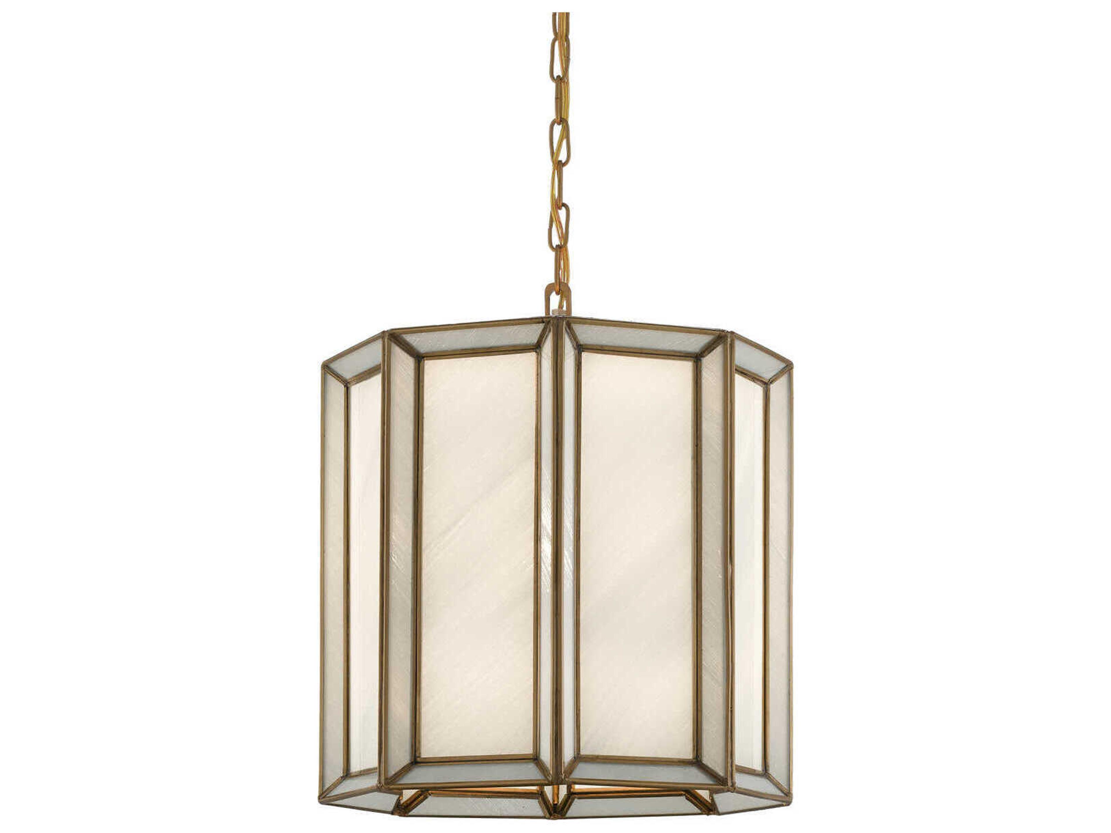 Currey & Company Daze 1-Light Antique Brass White Glass Cylinder Mini Pendant