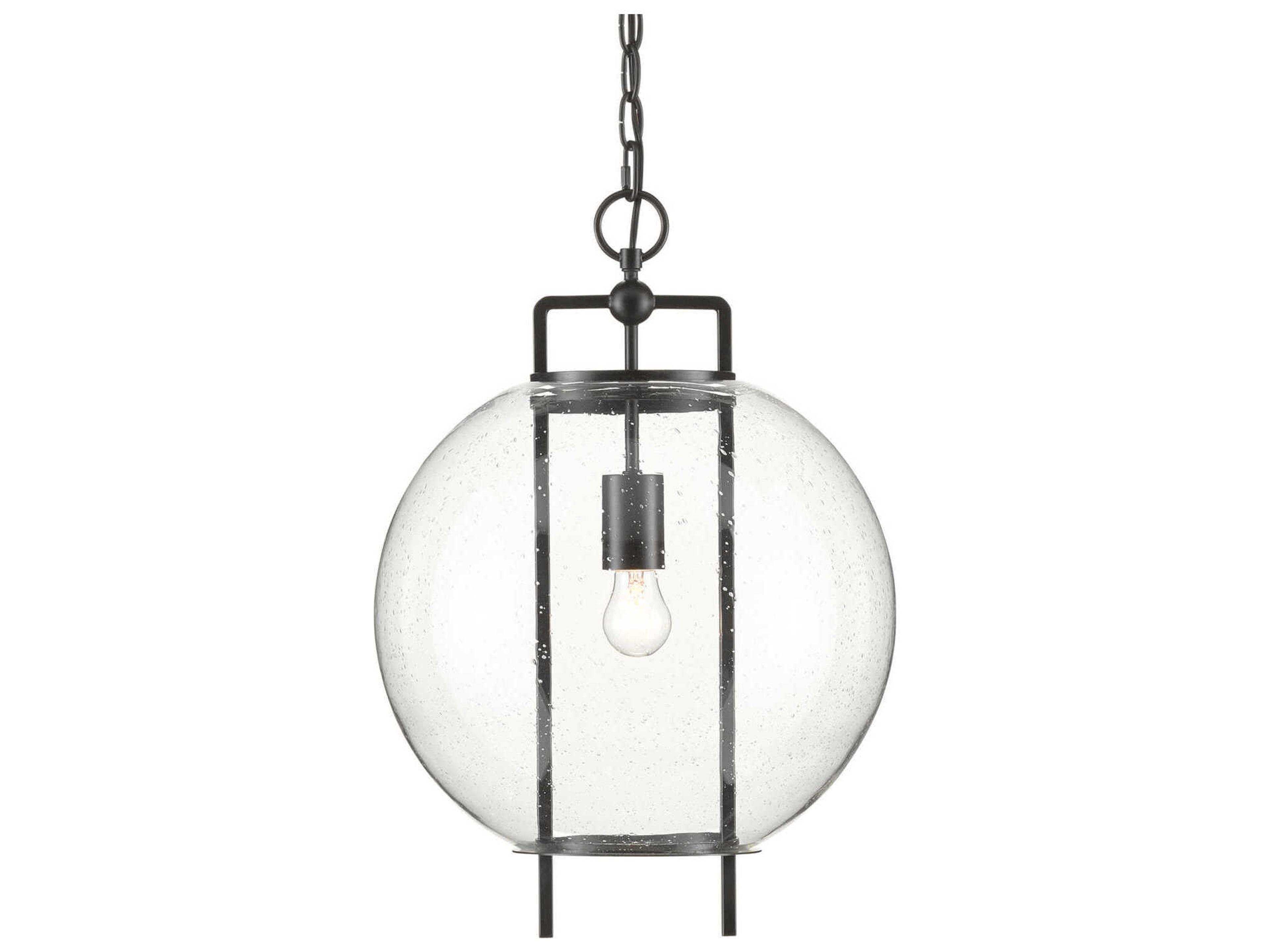 Currey & Company Breakspear 1-Light Antique Black Glass Globe Pendant