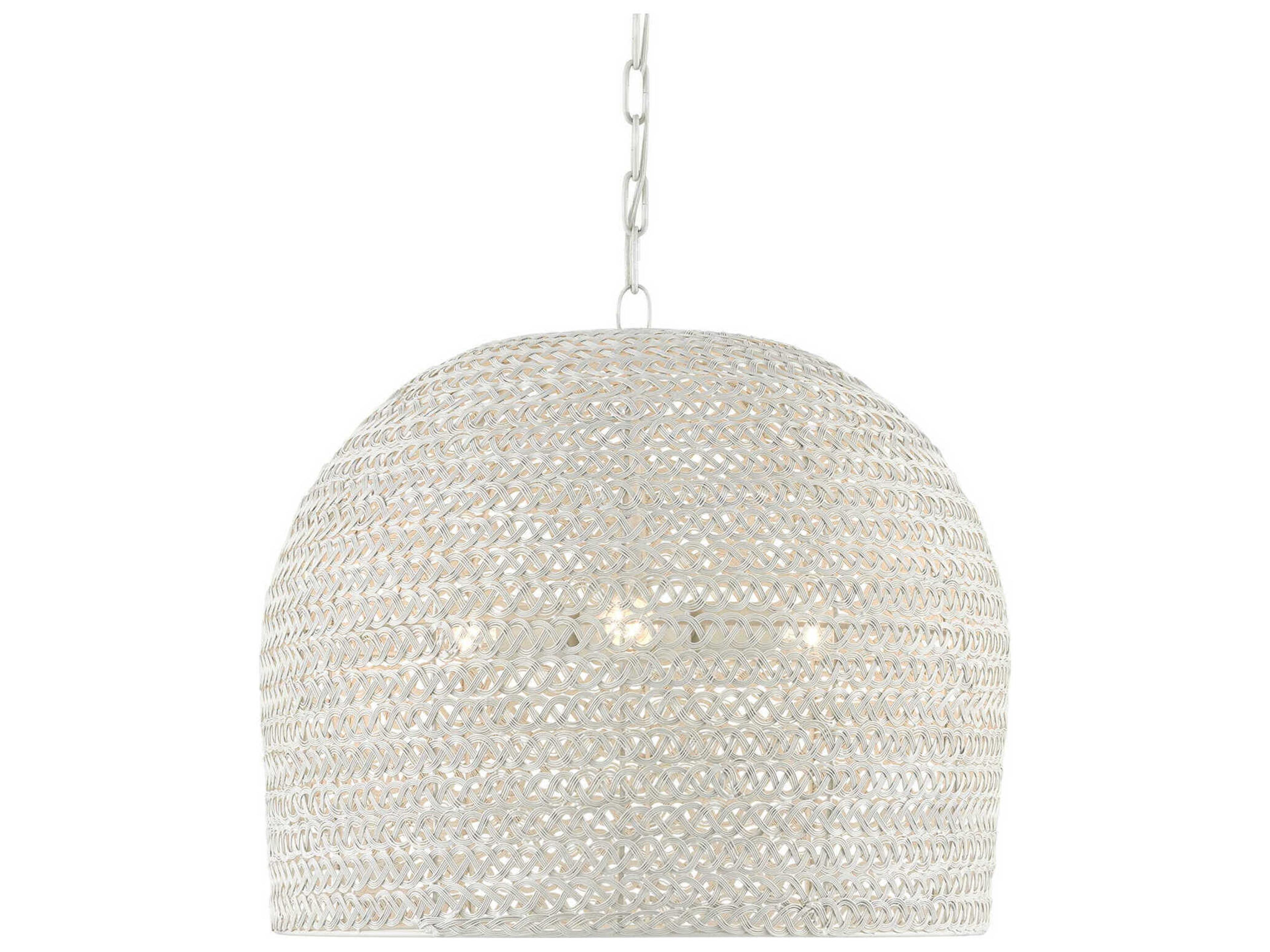 Currey & Company Piero 3-Light White Dome Pendant