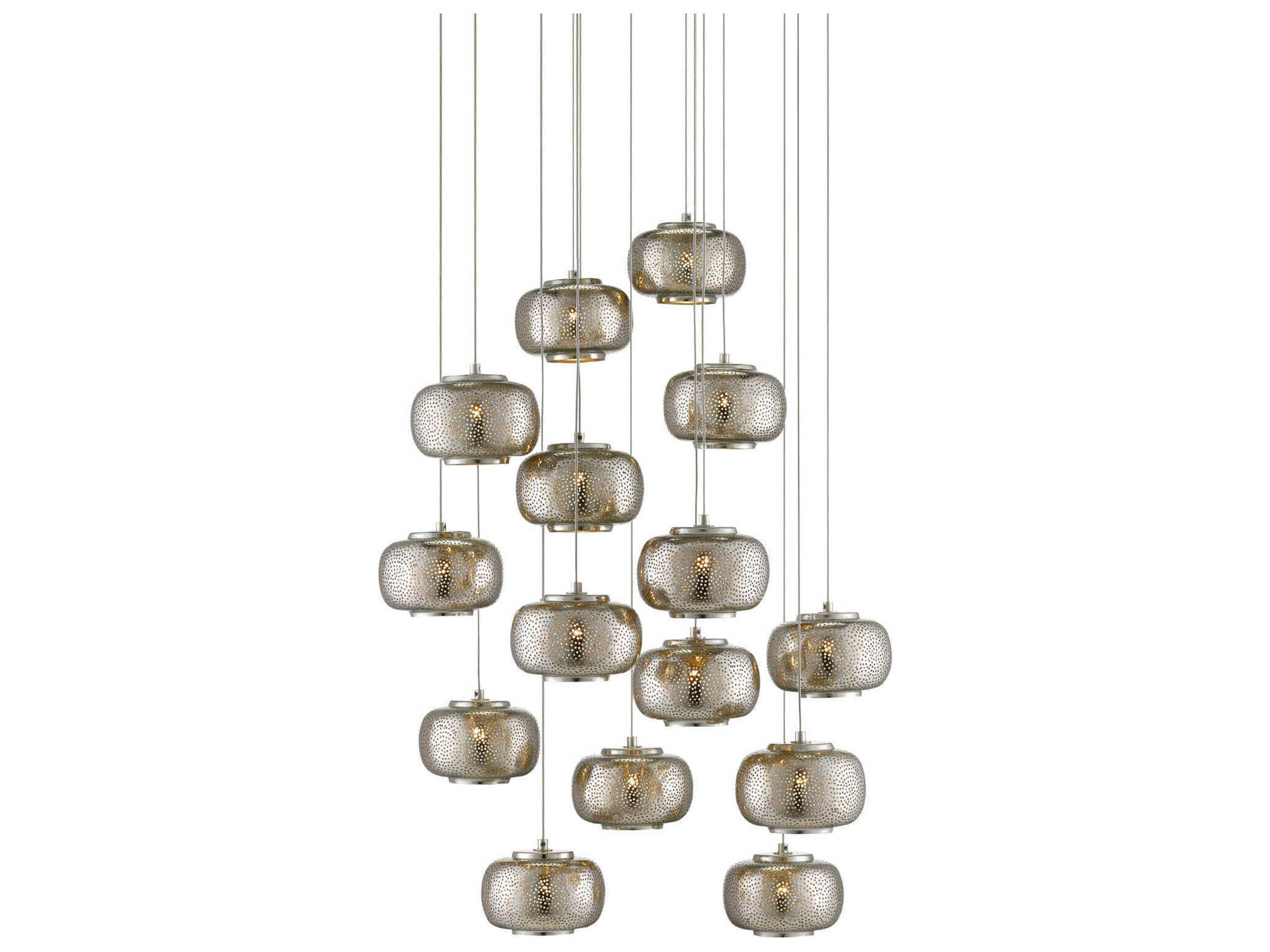 Currey & Company Pepper 15-Light Painted Silver Nickel Globe Pendant