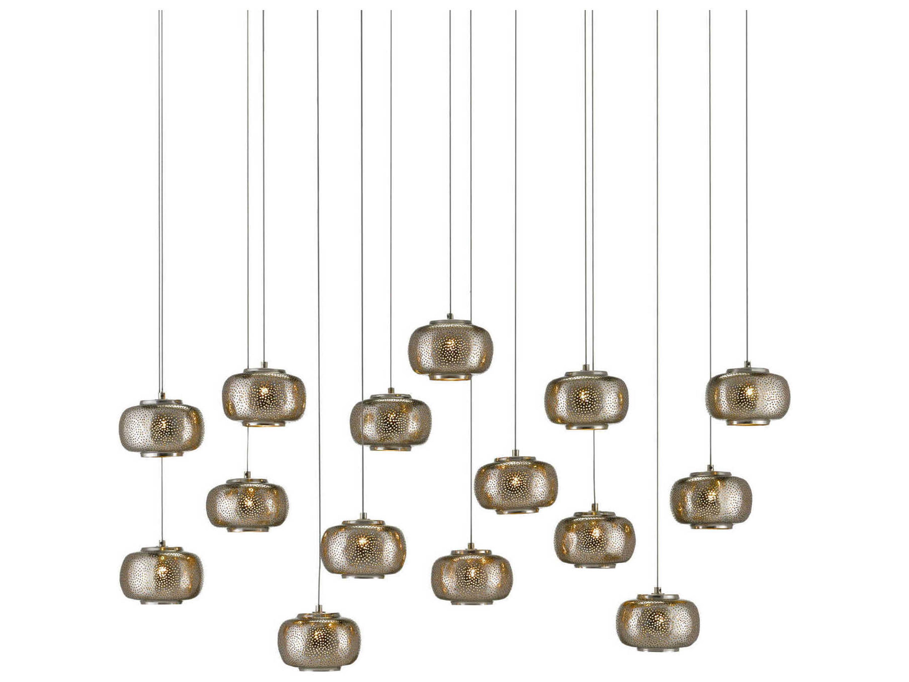 Currey & Company Pepper 15-Light Painted Silver Nickel Globe Island Pendant