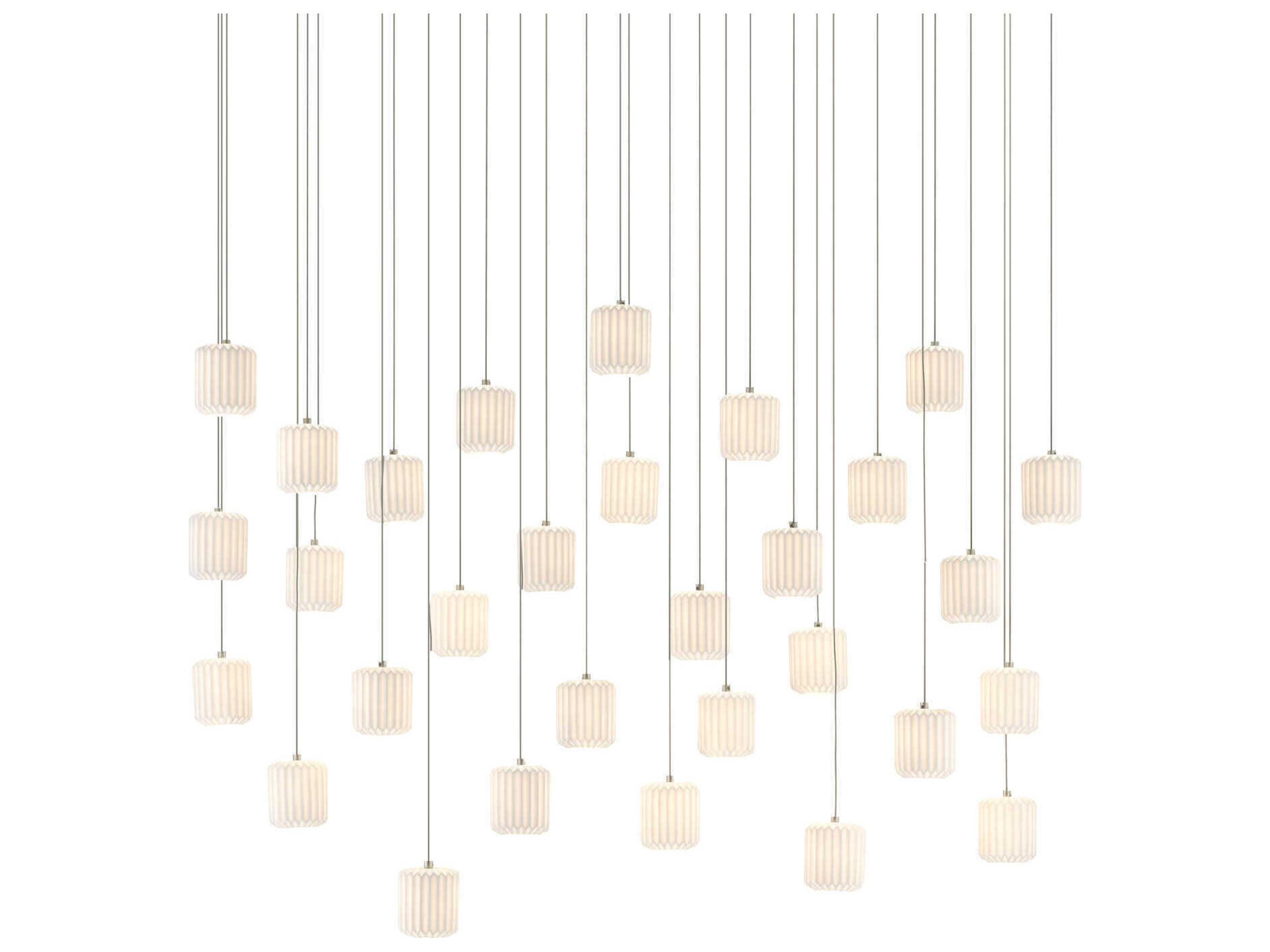 Currey & Company Dove 30-Light Painted Silver White Cylinder Island Pendant