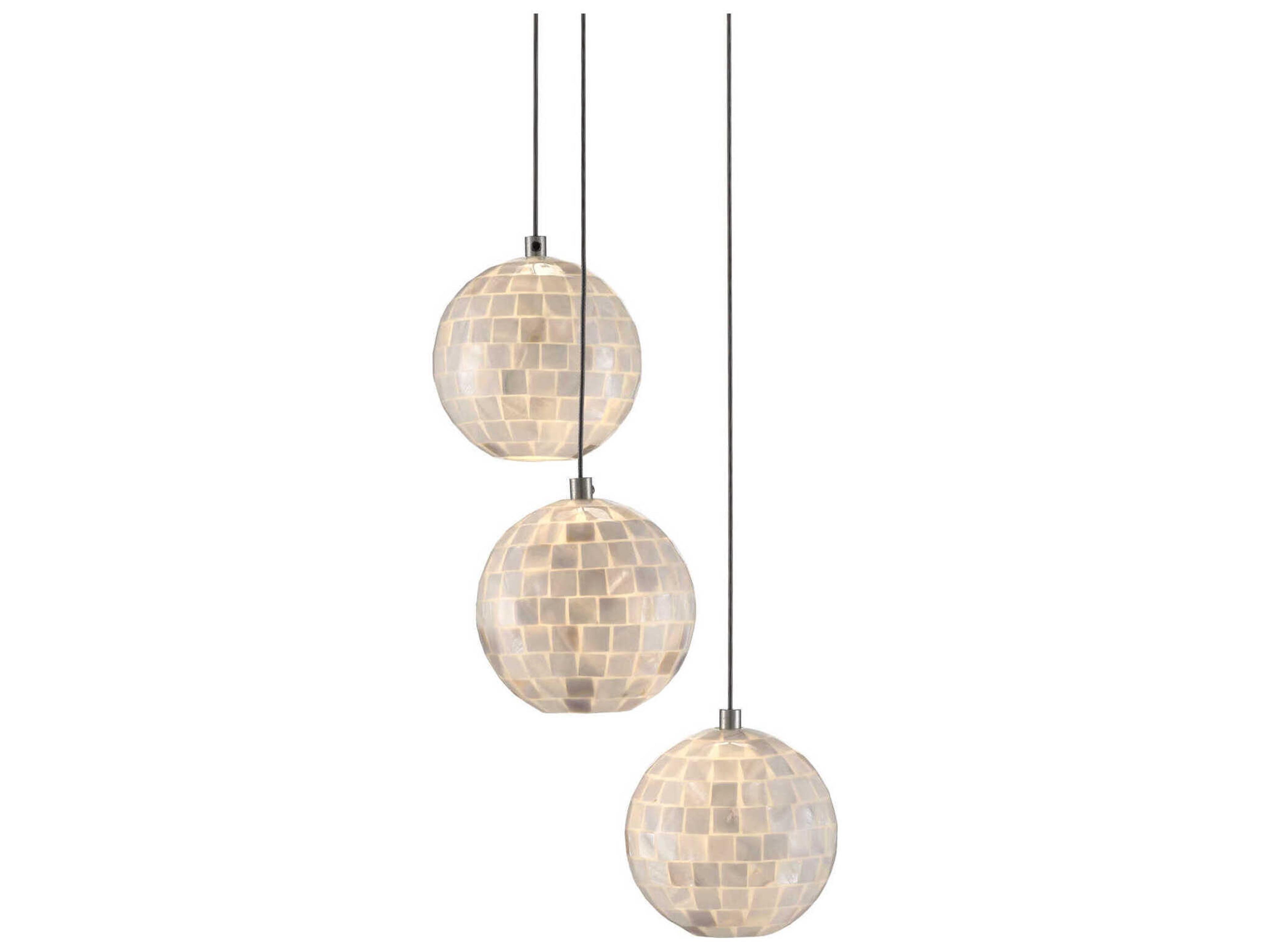 Currey & Company Finhorn 3-Light Painted Silver Pearl Globe Mini Pendant