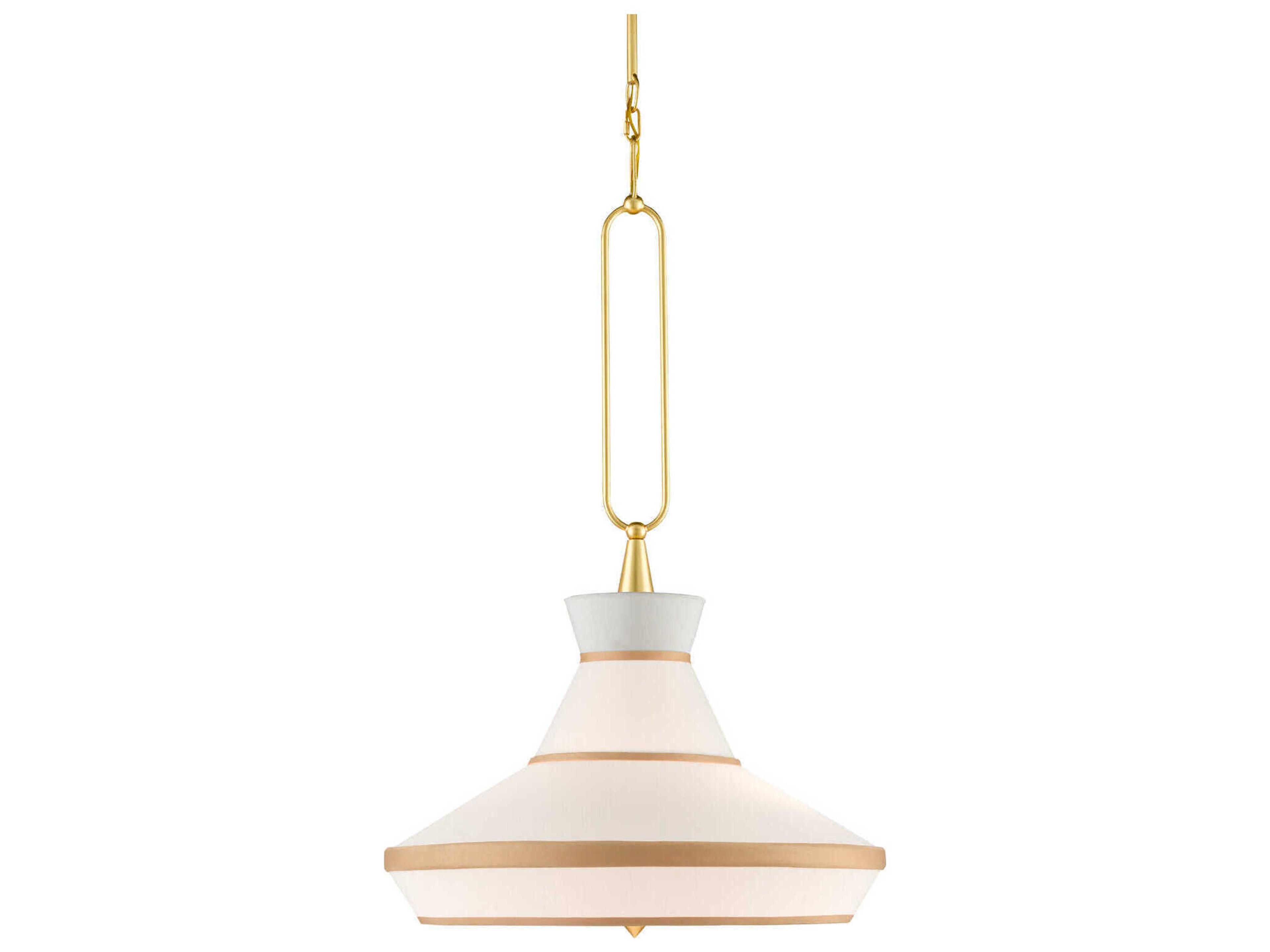 Currey & Company Perth 2-Light Gold Leaf White Pendant