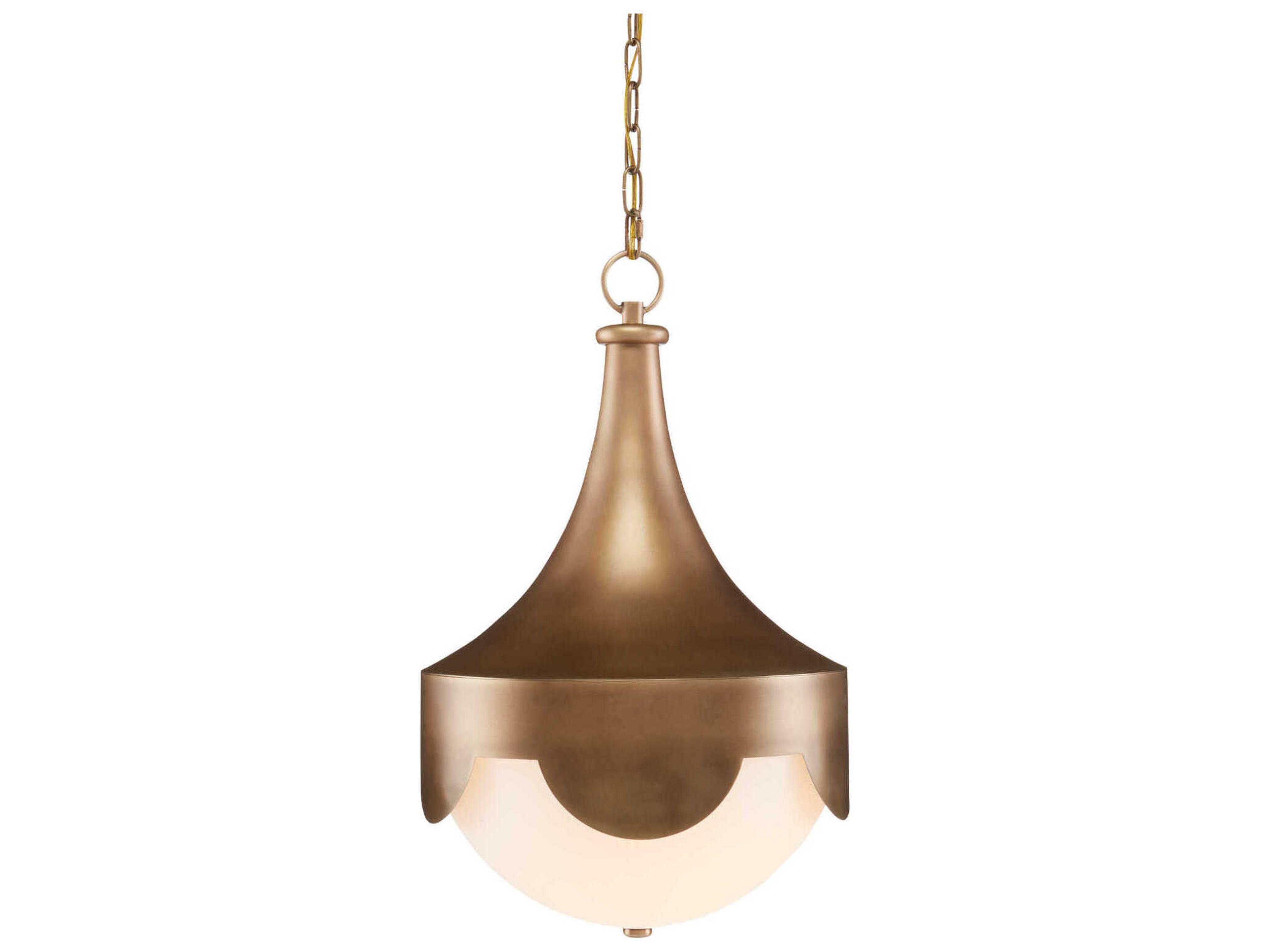Currey & Company Pasha 1-Light Antique Brass Glass LED Bowl Pendant