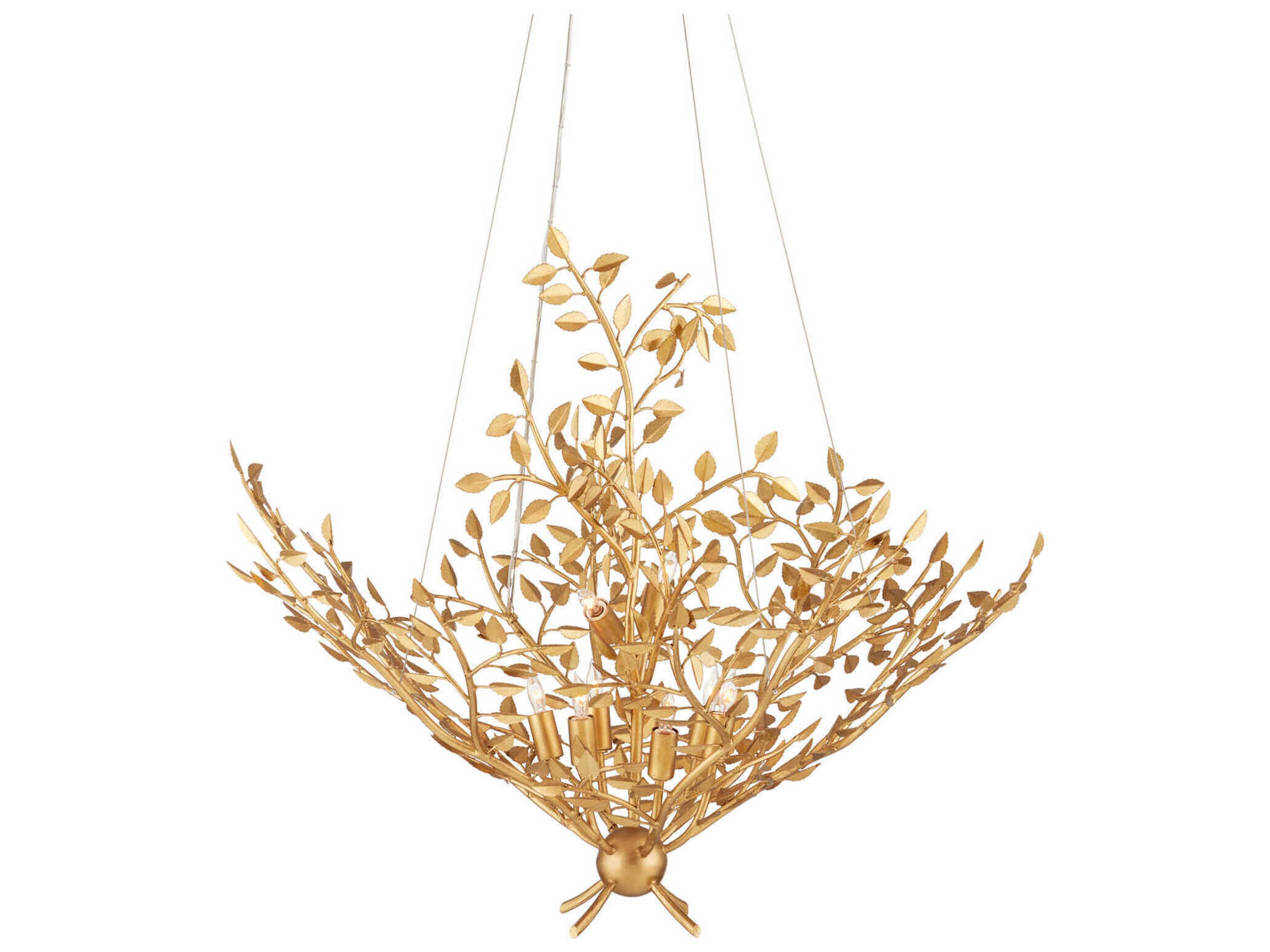 Currey & Company Huckleberry 8-Light Contemporary Gold Leaf Chandelier