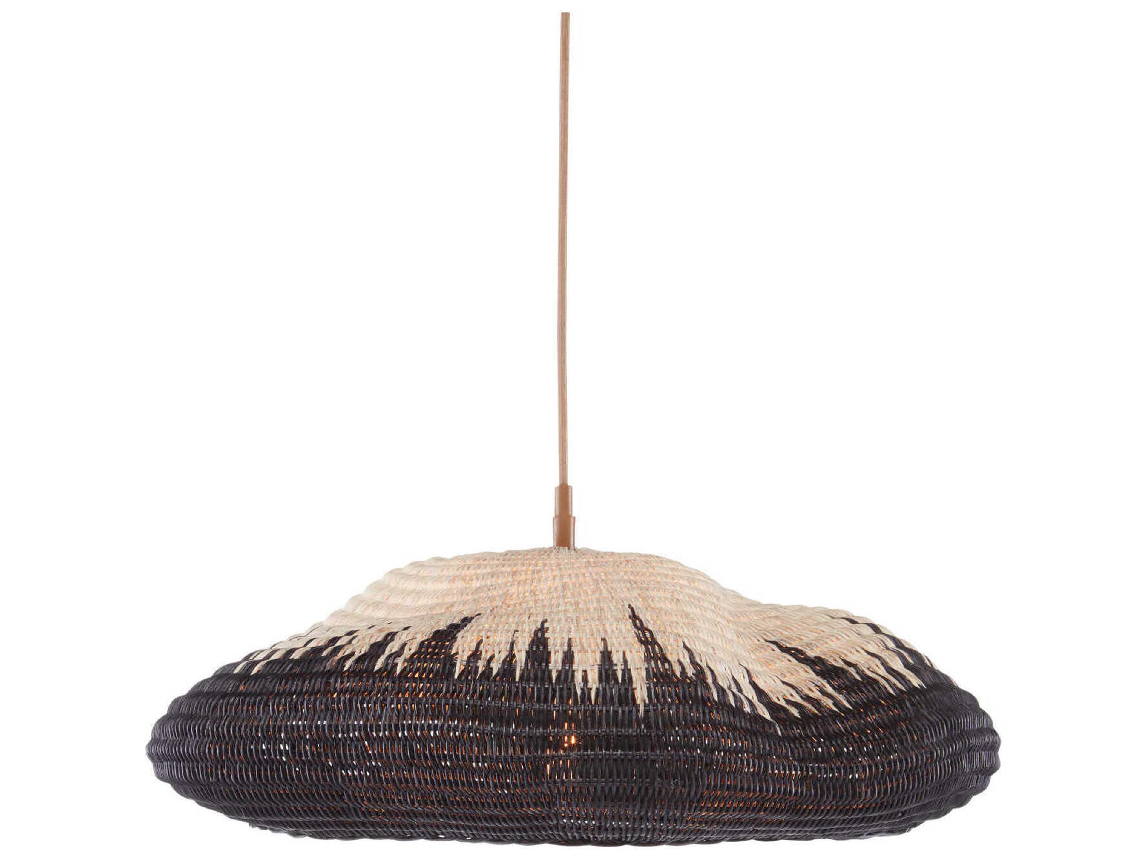 Currey & Company Comme Des Paniers 1-Light Khaki Black Pendant