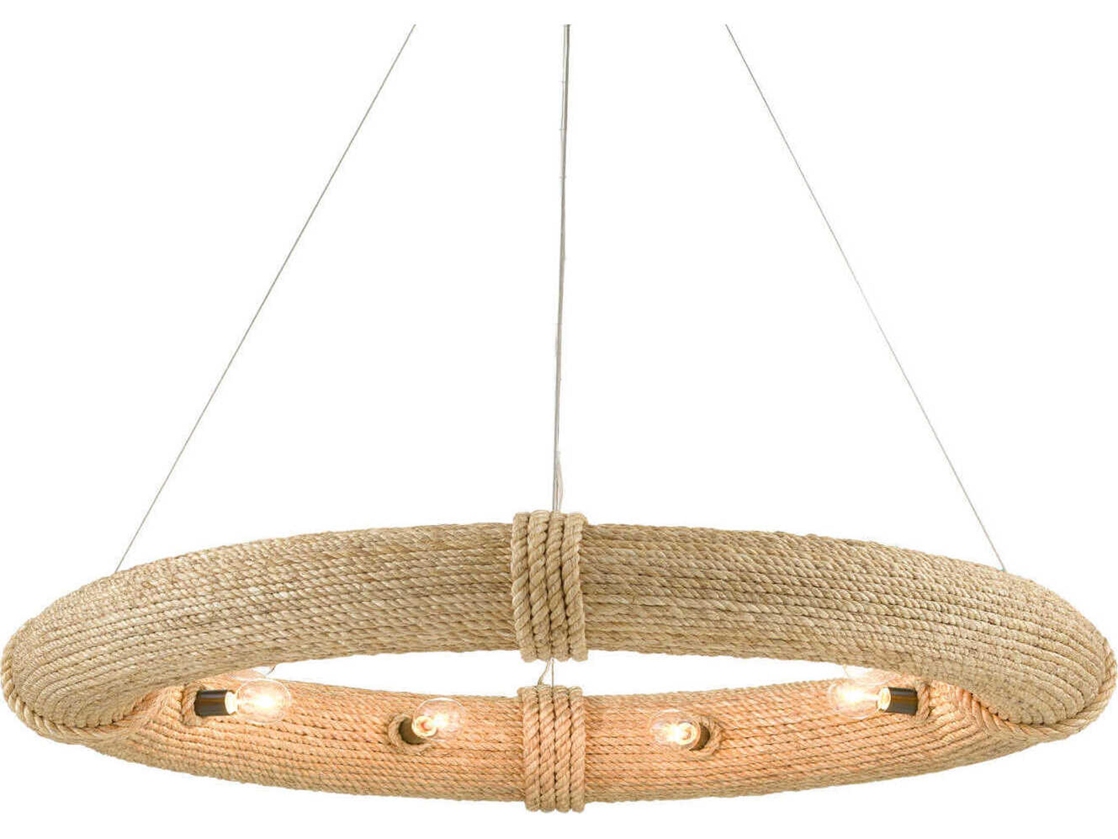Currey & Company Portmeirion 8-Light Satin Black Abaca Rope Pendant