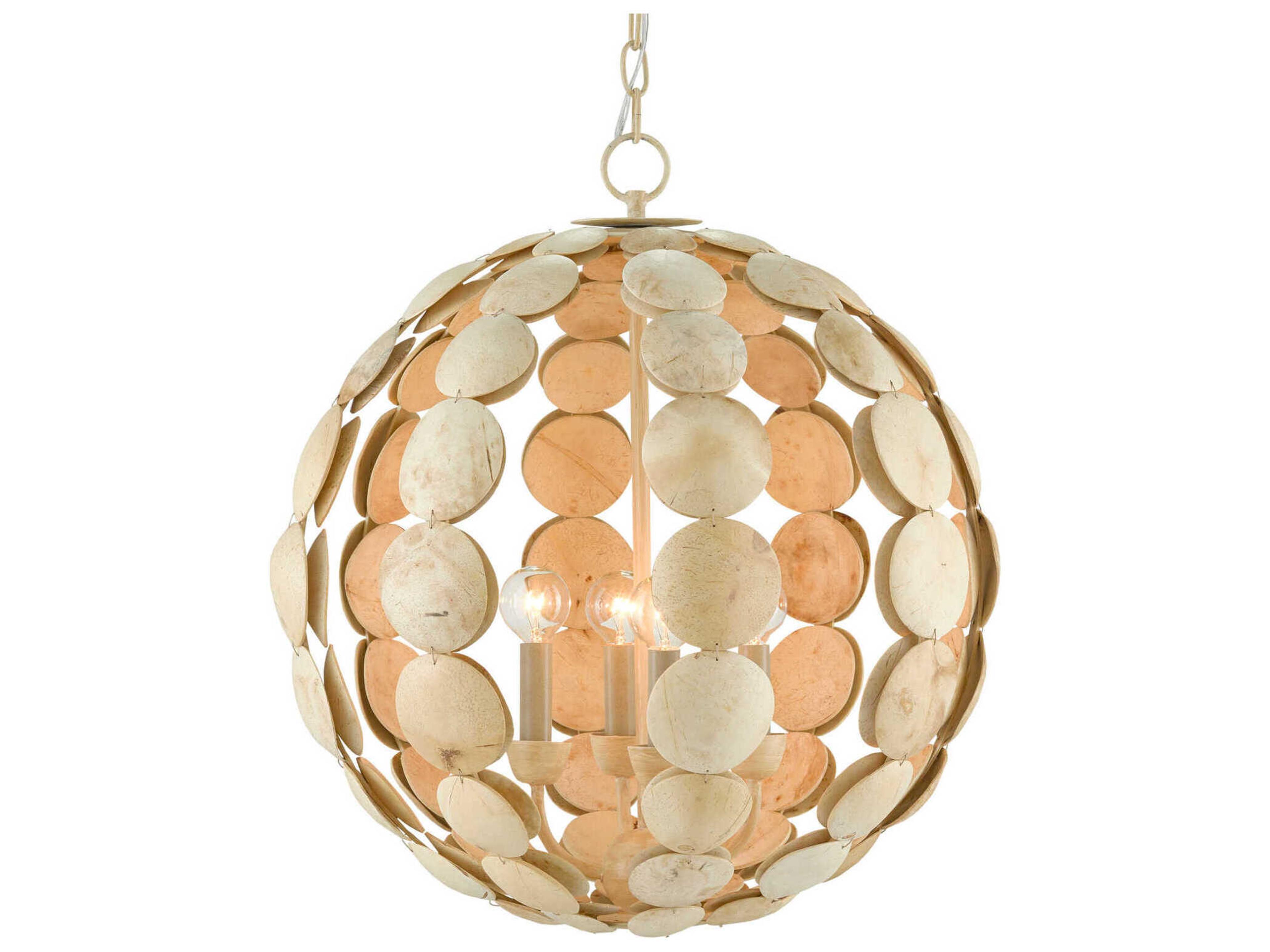 Currey & Company Tartufo 4-Light Coco Cream Brown Chandelier
