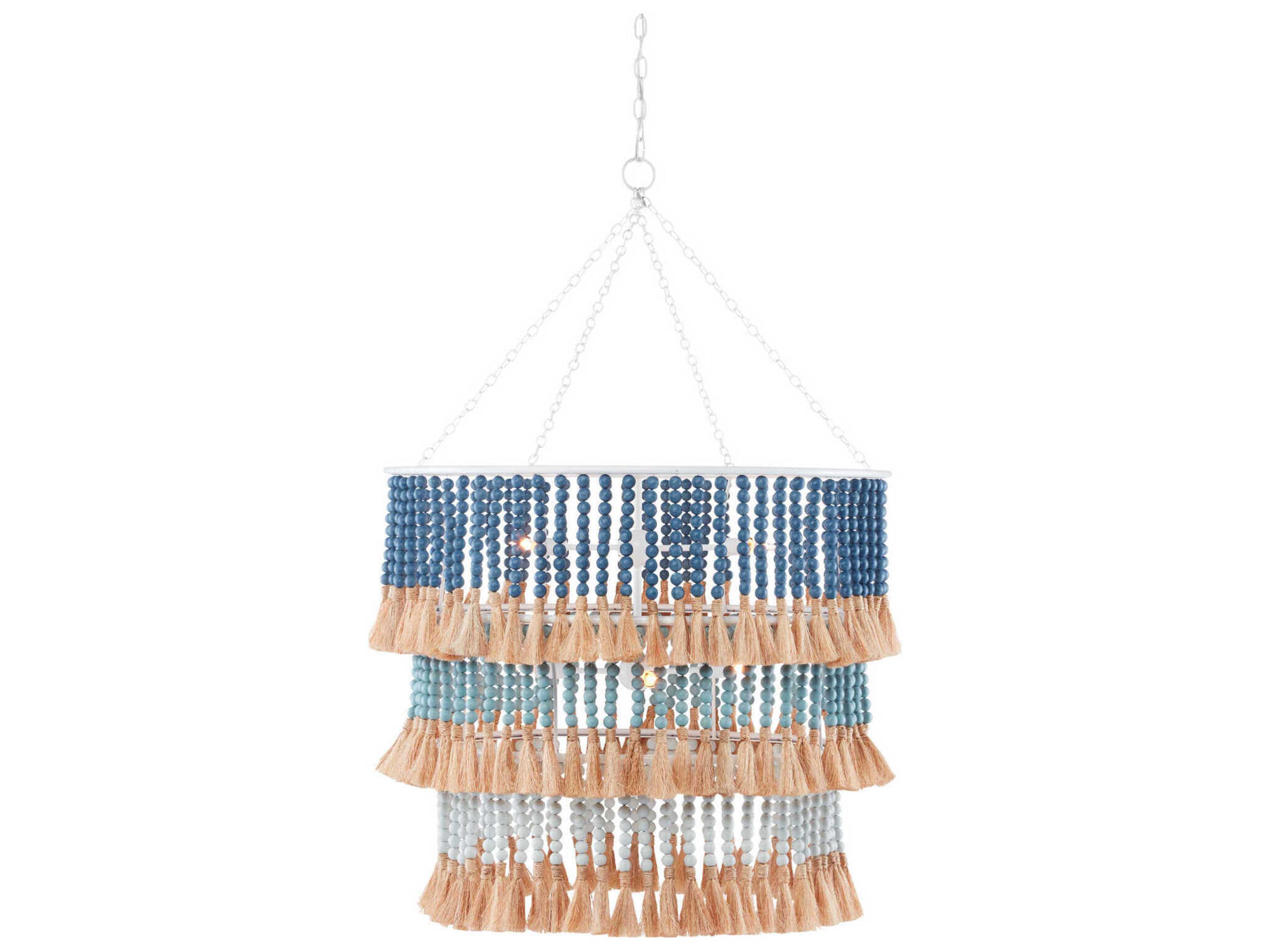 Currey & Company St. Barts 7-Light Blue Tiered Pendant