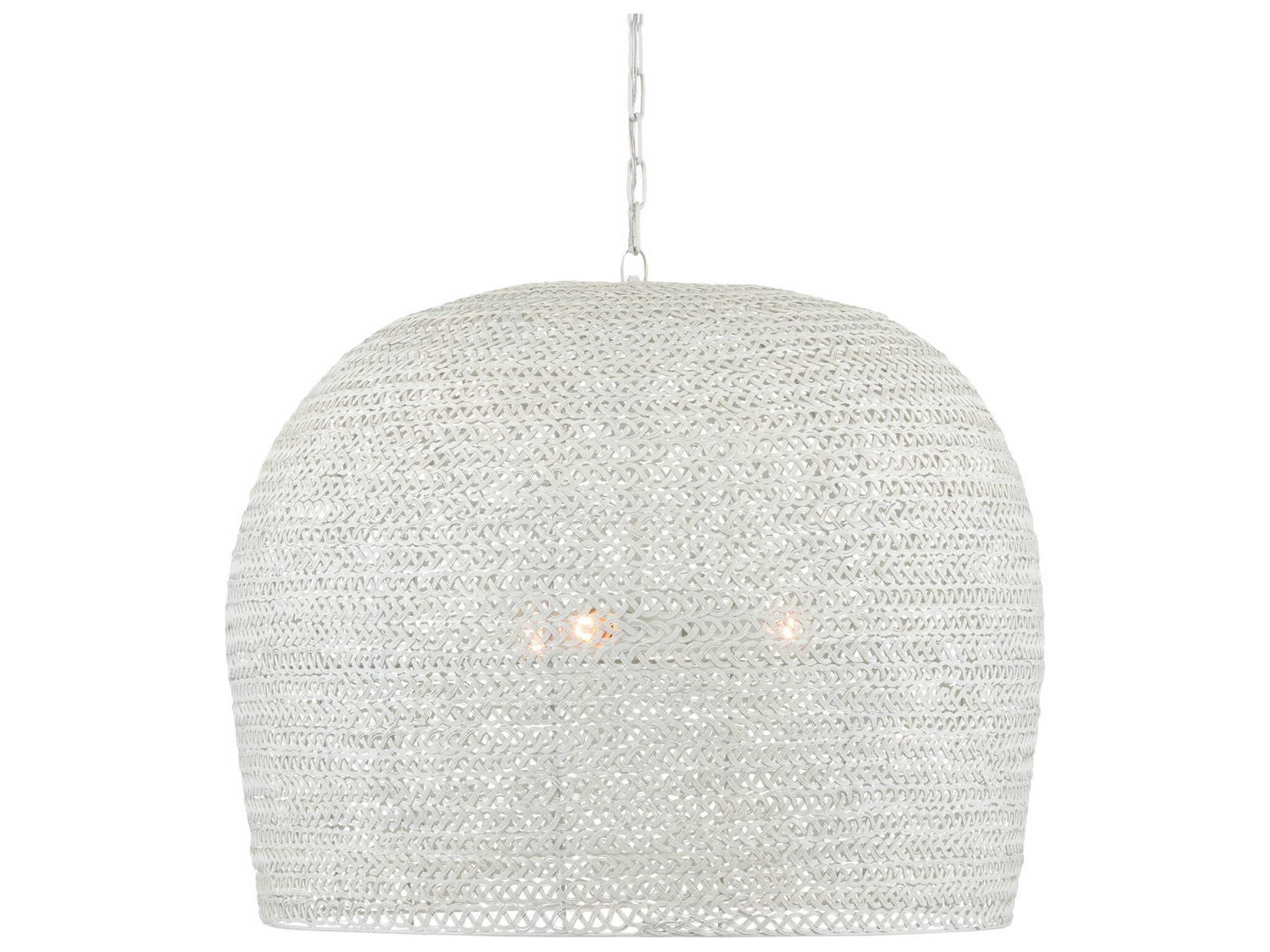 Currey & Company Piero 3-Light White Dome Pendant