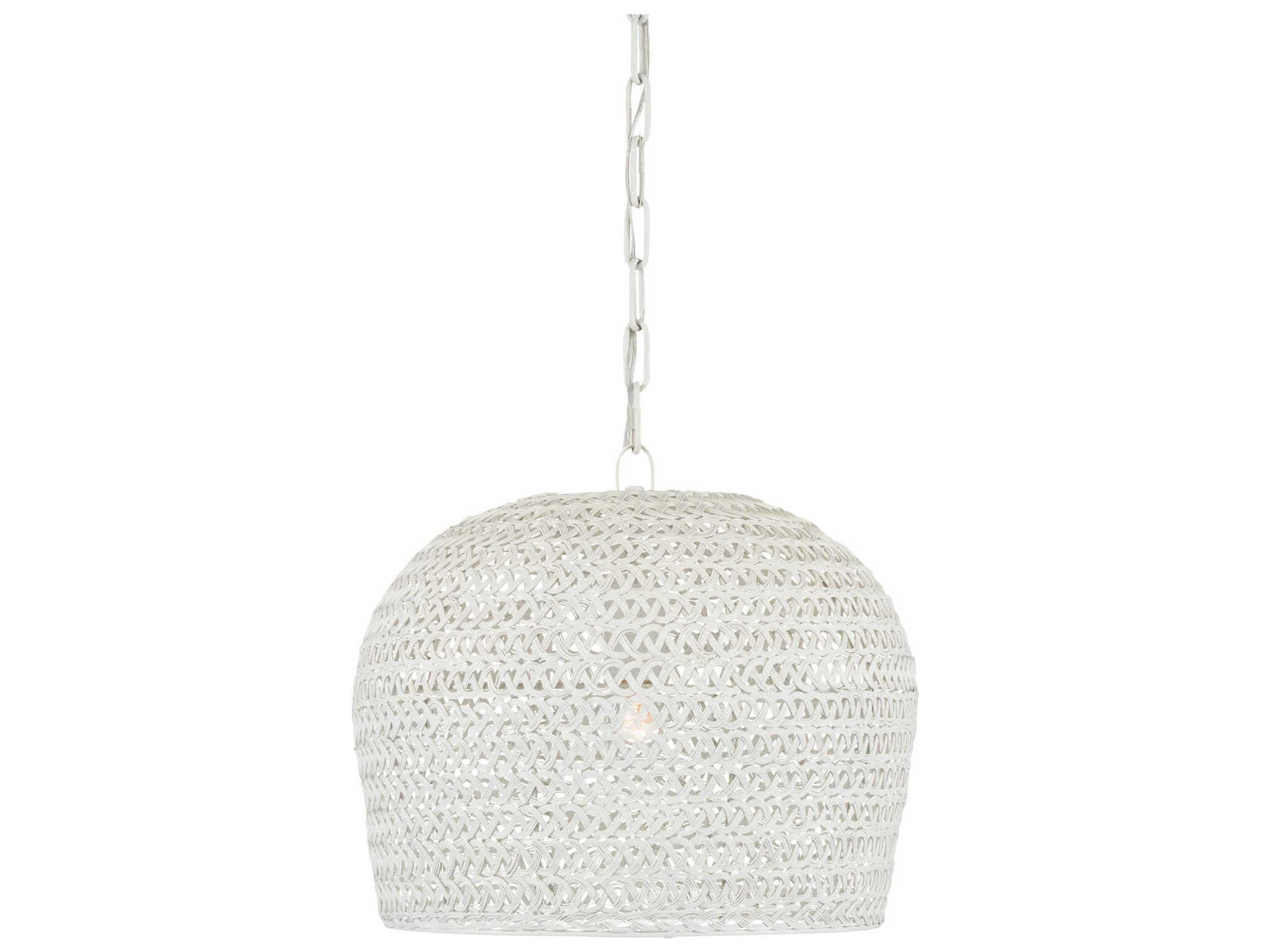 Currey & Company Piero 1-Light White Dome Pendant