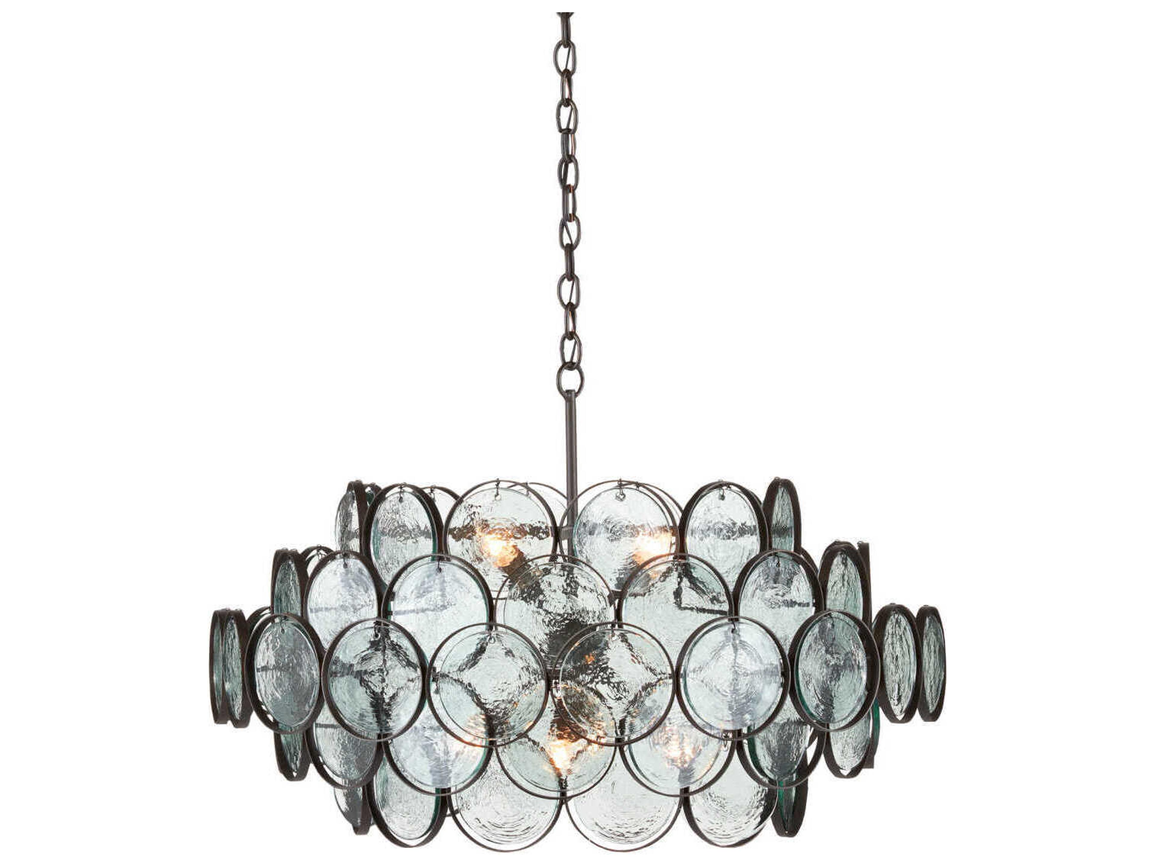 Currey & Company Galahad 8-Light Bronze Glass Pendant