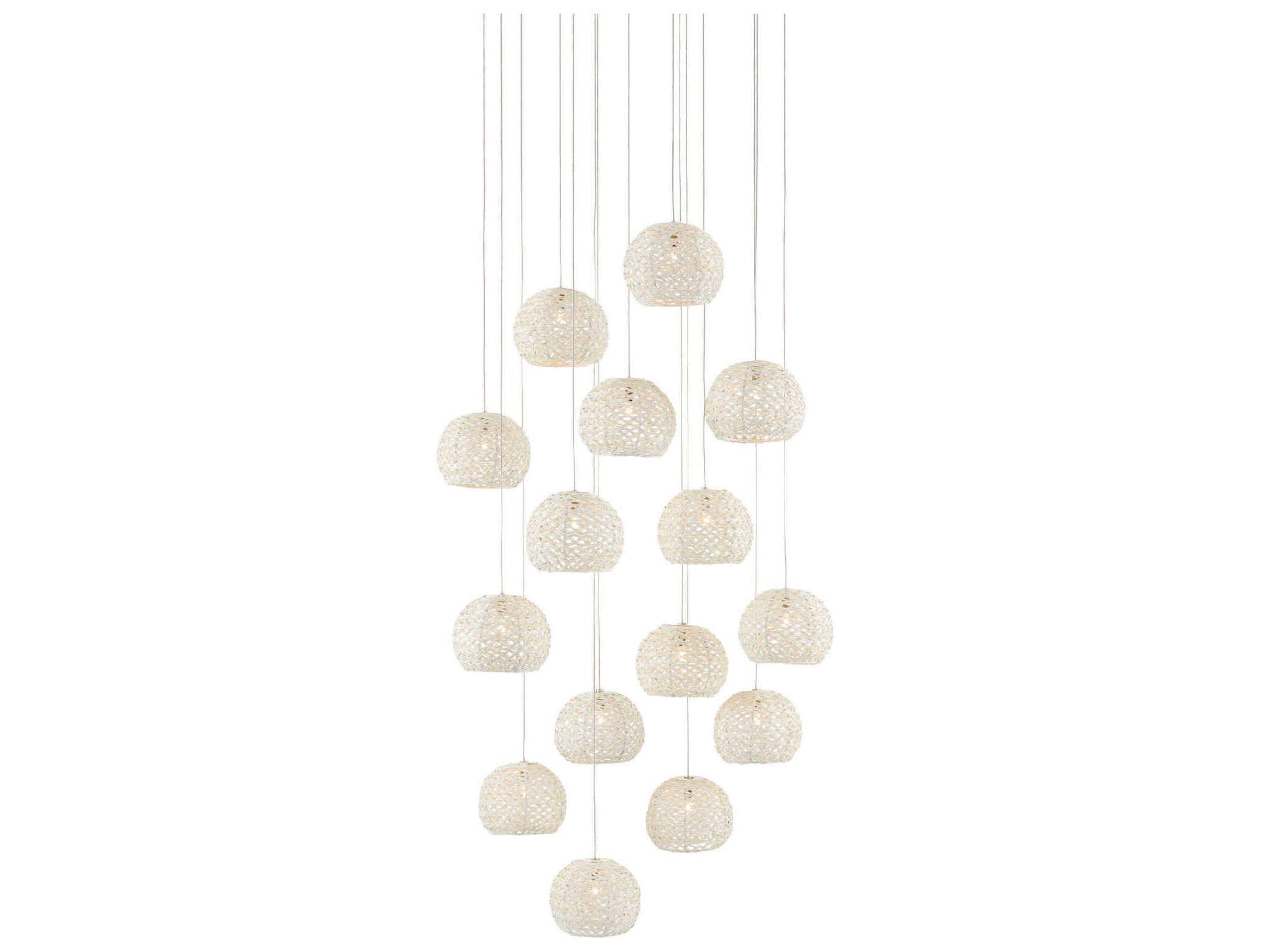 Currey & Company Piero 15-Light White Painted Silver Dome Pendant