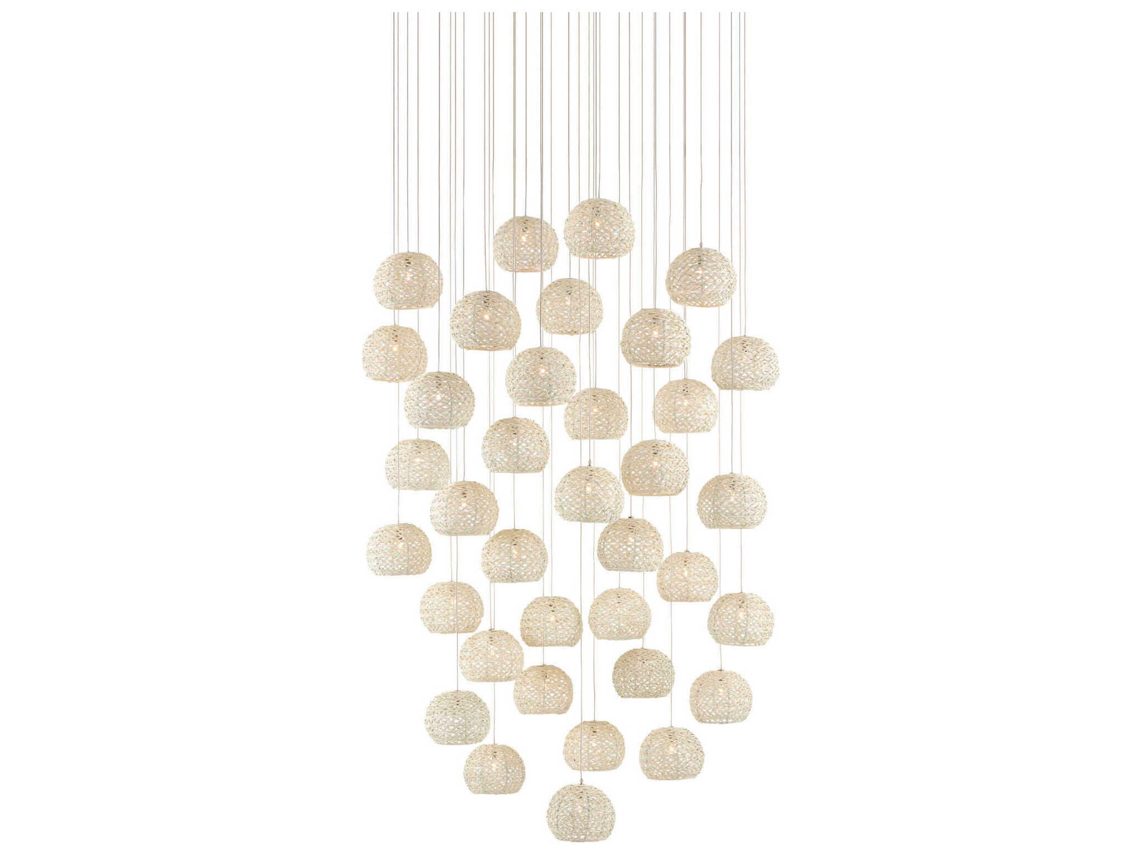 Currey & Company Piero 36-Light White Painted Silver Dome Pendant